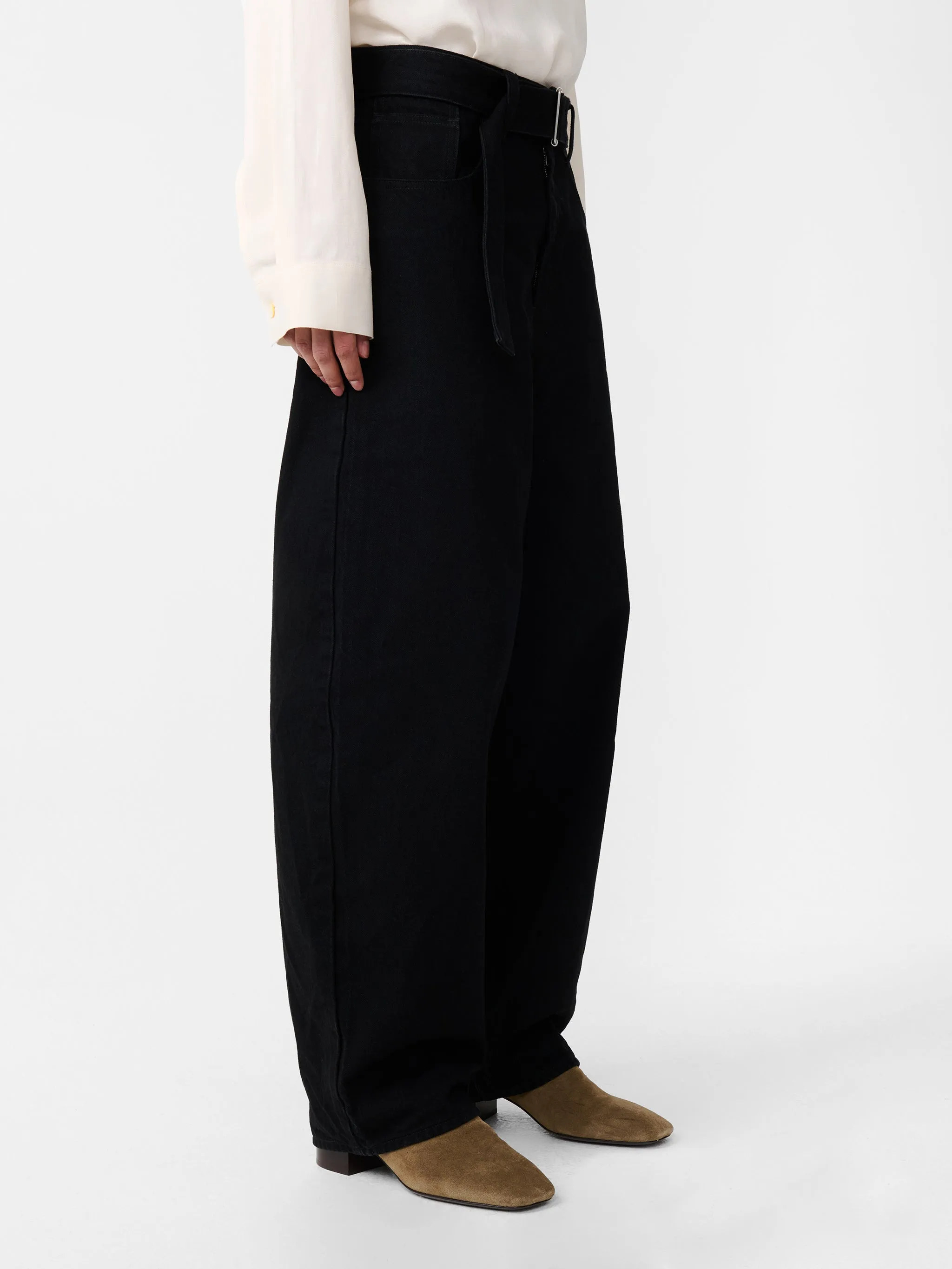 Cahun Crinkle Denim Pant in Black sold by Studio Nicholson product image thumbnail 2