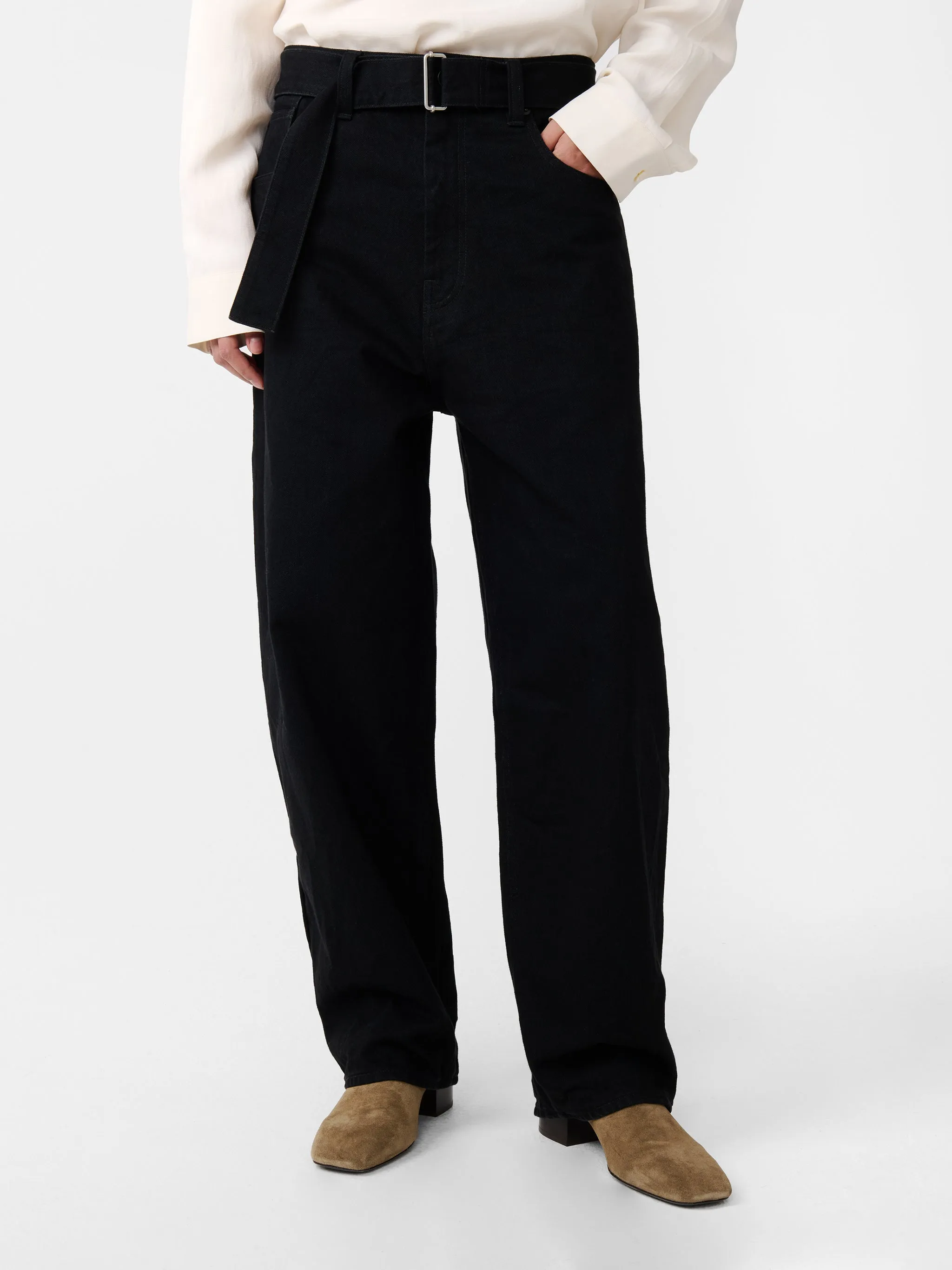 Cahun Crinkle Denim Pant in Black sold by Studio Nicholson product image thumbnail 5