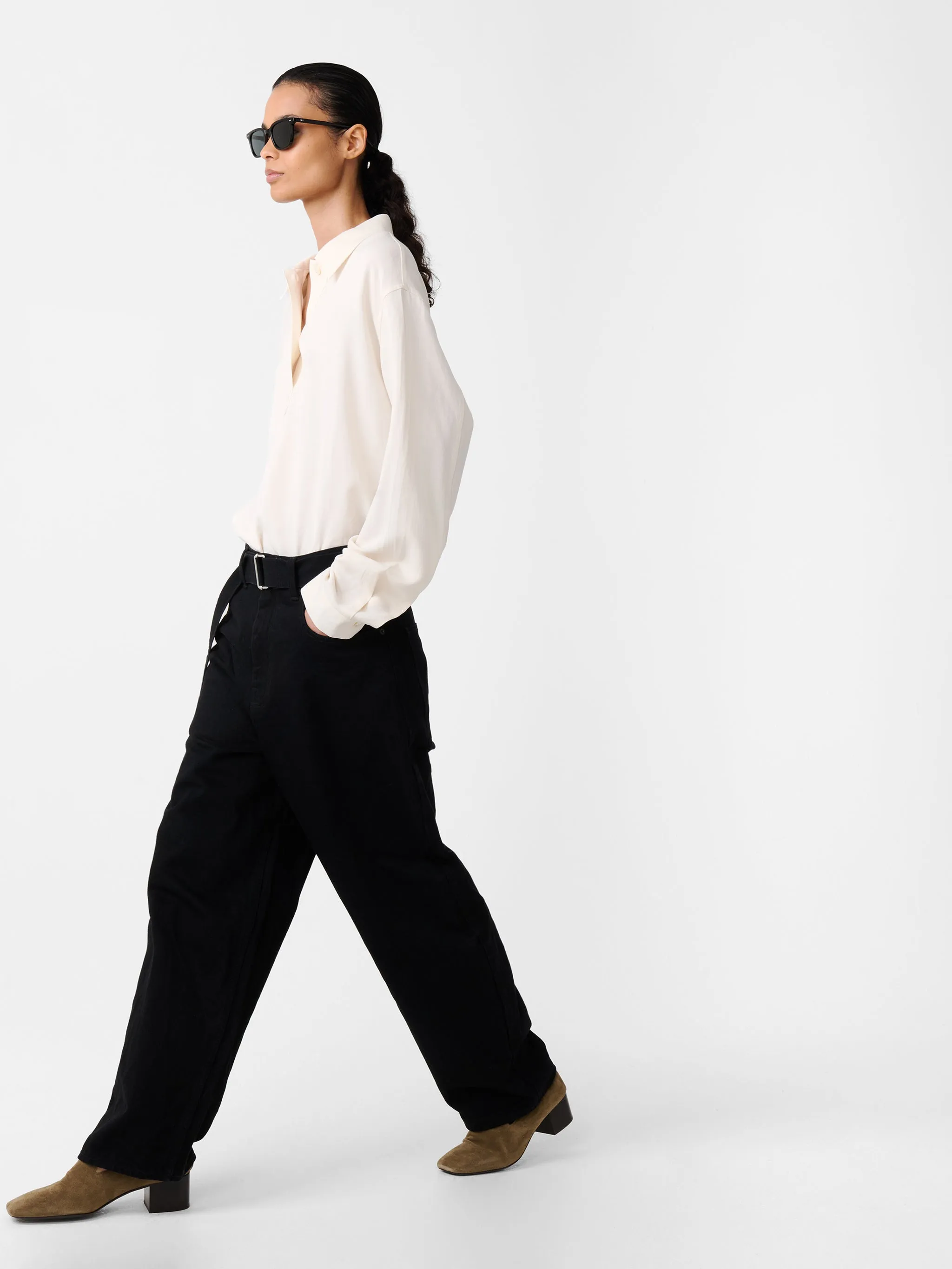 Cahun Crinkle Denim Pant in Black sold by Studio Nicholson product image thumbnail 3