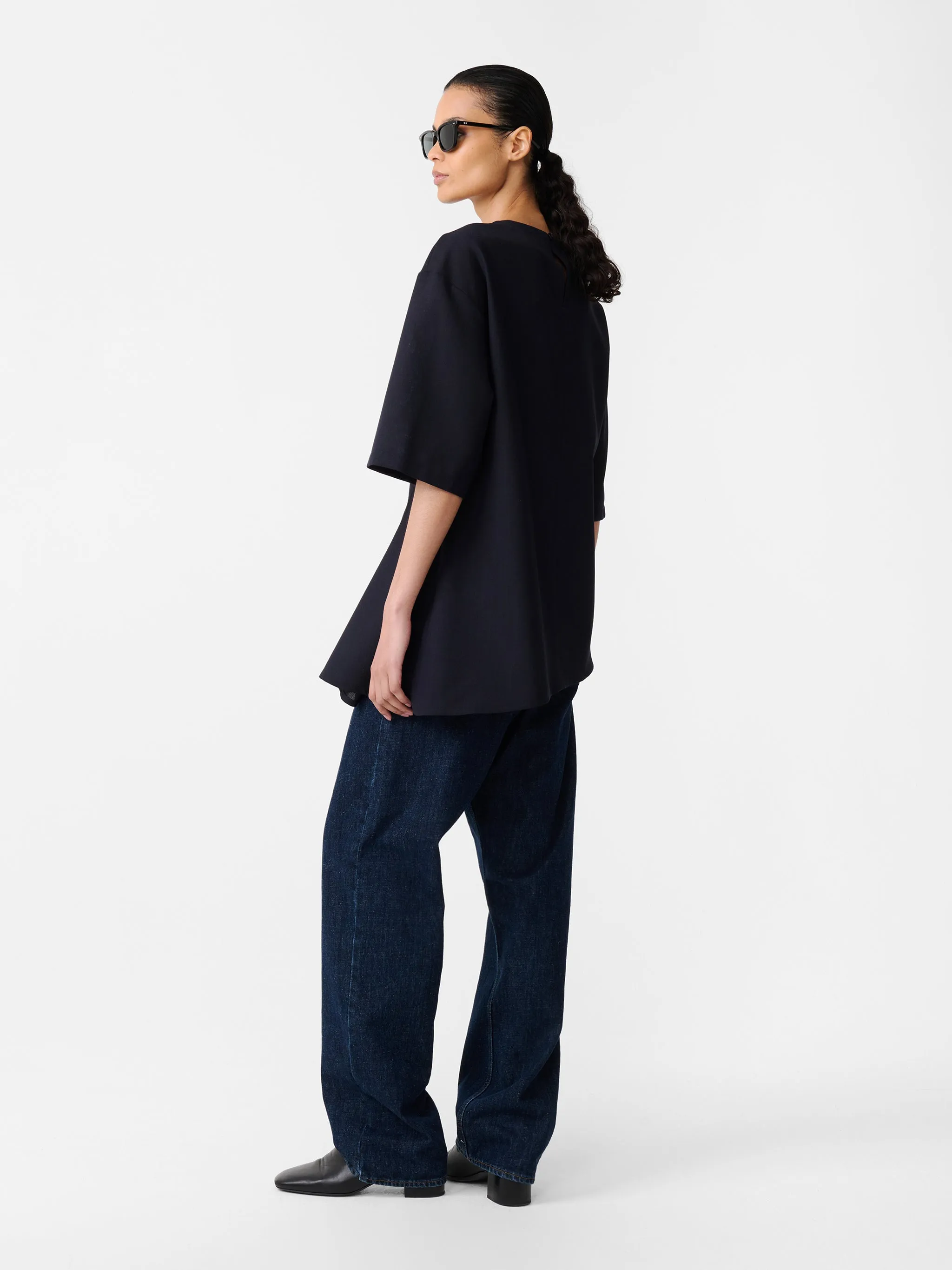 Vichy Top in Darkest Navy sold by Studio Nicholson