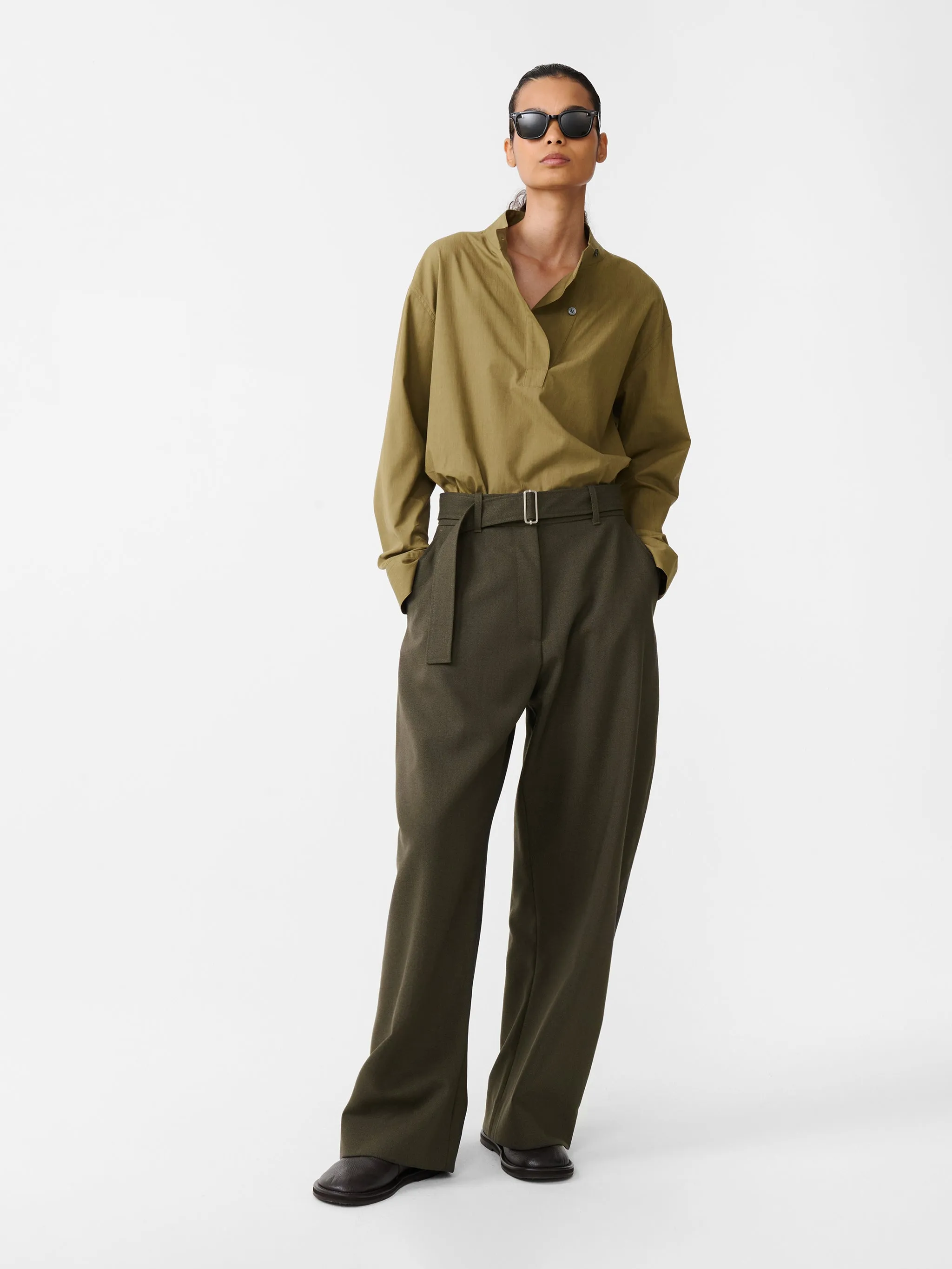 Dimas Shirt in Military Green sold by Studio Nicholson product image thumbnail 3