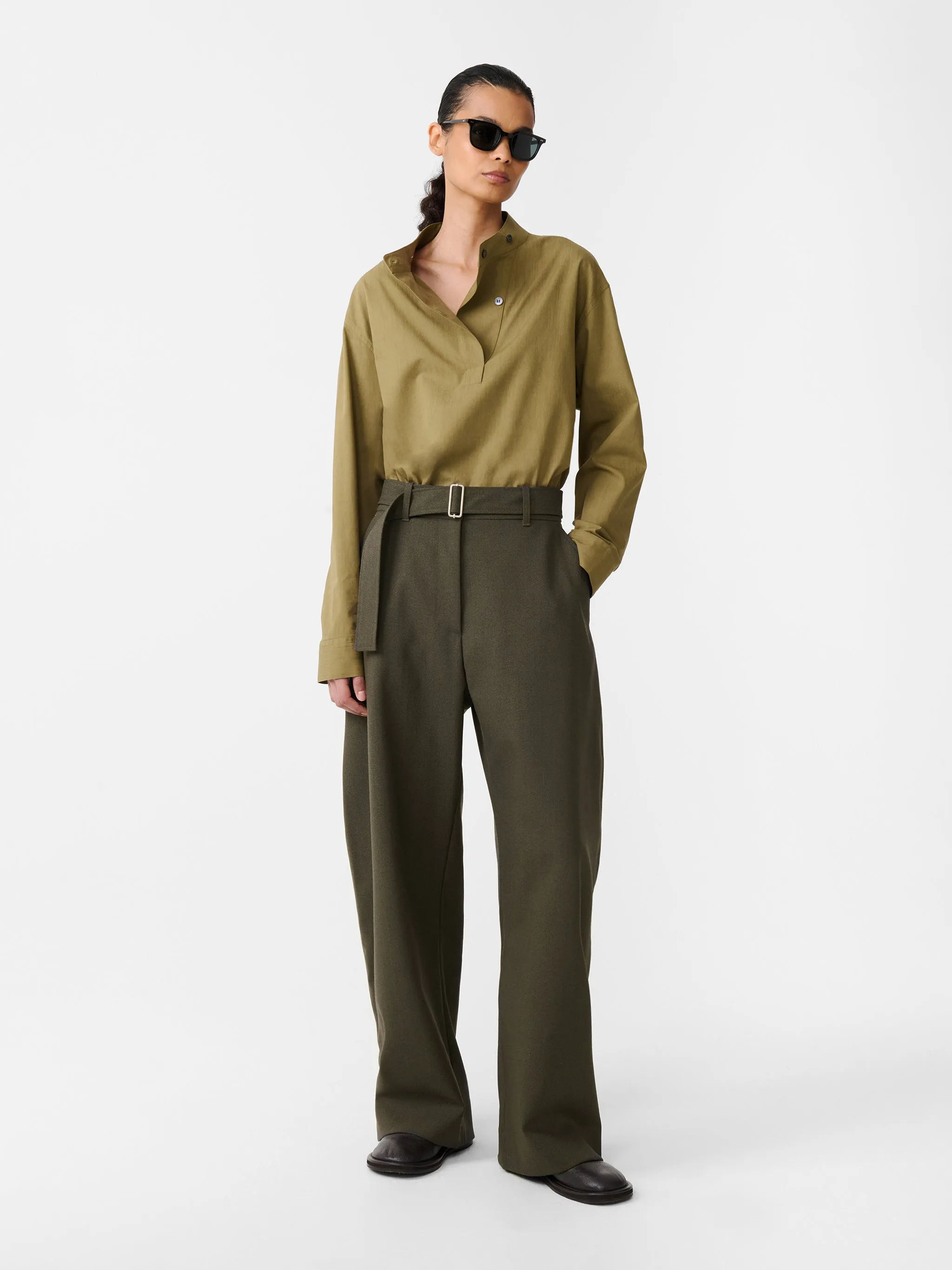 Dimas Shirt in Military Green sold by Studio Nicholson product image thumbnail 4