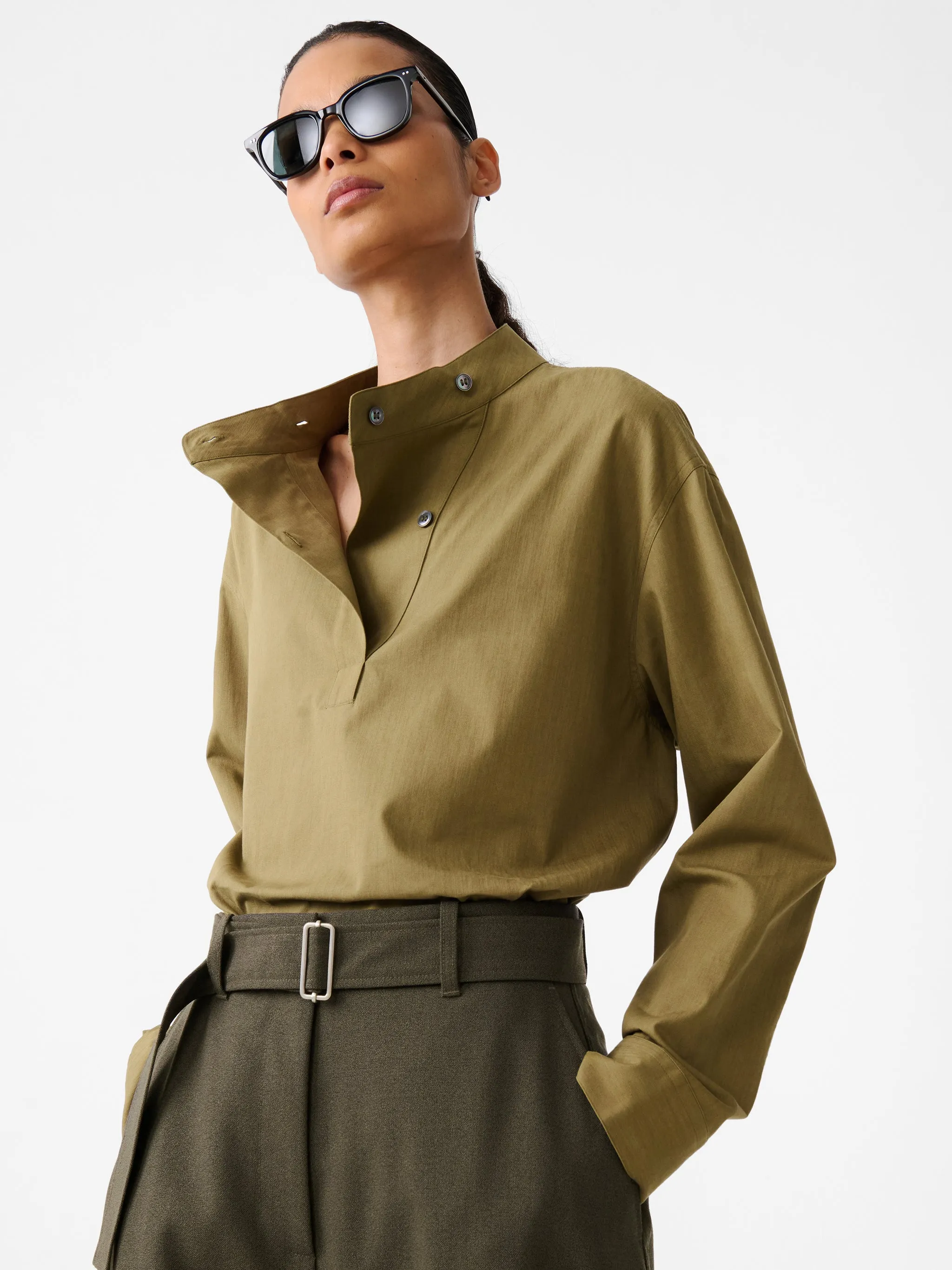 Dimas Shirt in Military Green sold by Studio Nicholson product image thumbnail 2