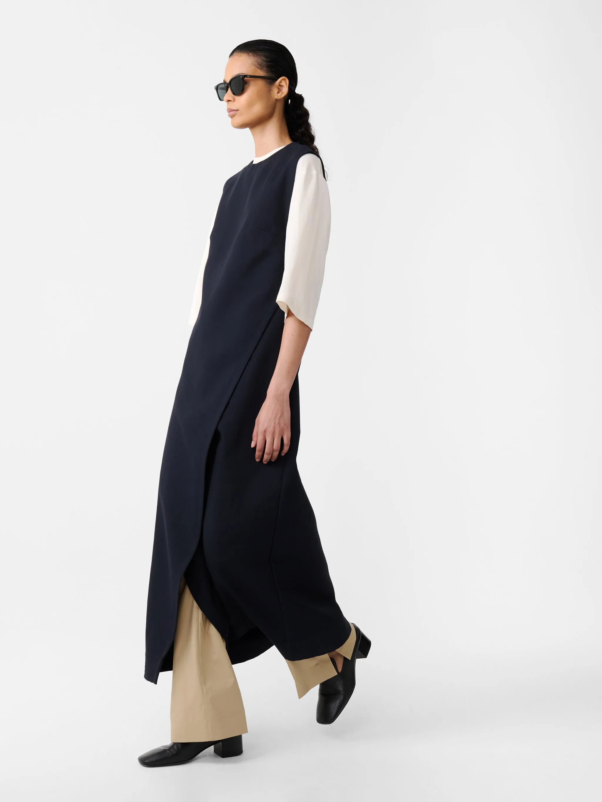 Corus Dress in Darkest Navy sold by Studio Nicholson
