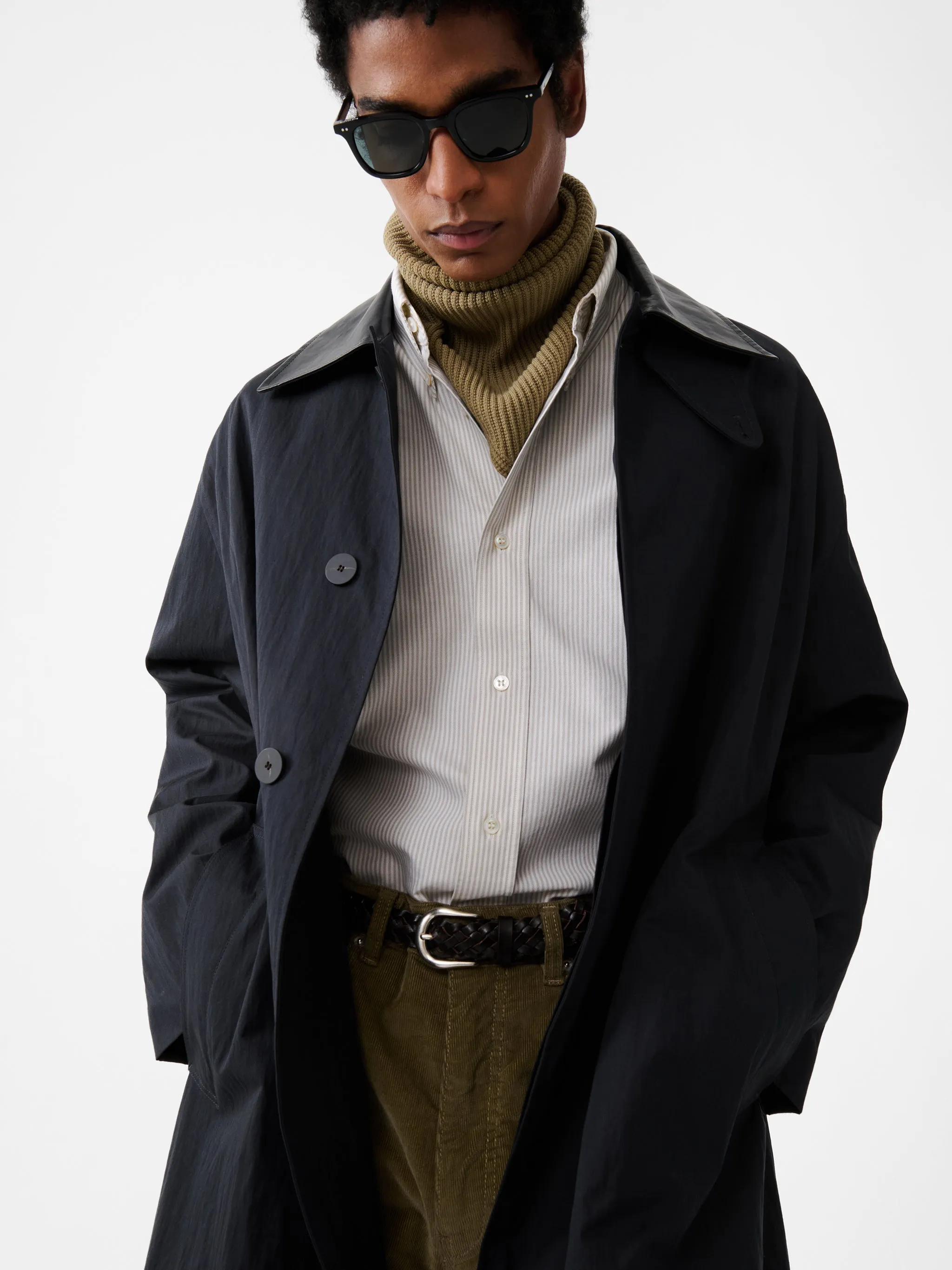 Isos Knit Scarf in Military Green sold by Studio Nicholson