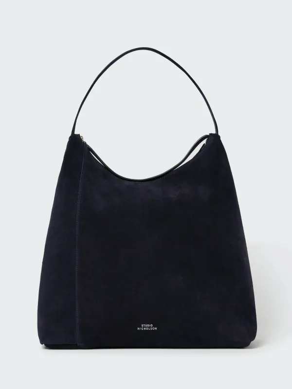 Hobo Type 1 Suede Bag in Darkest Navy made by Studio Nicholson
