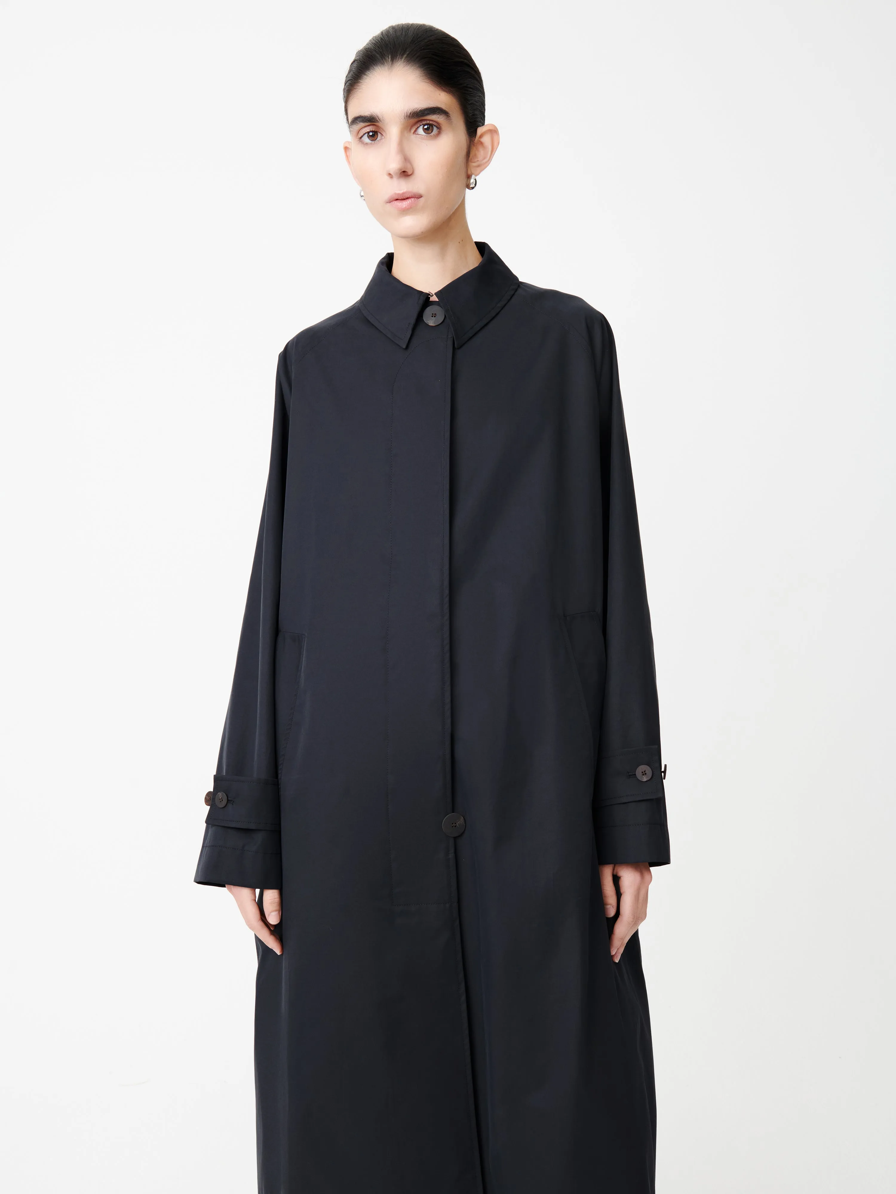Holin Technical Cotton Coat in Dark Navy sold by Studio Nicholson product image thumbnail 5