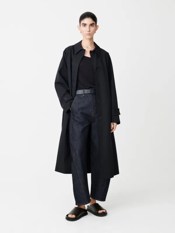 Holin Technical Cotton Coat in Dark Navy sold by Studio Nicholson