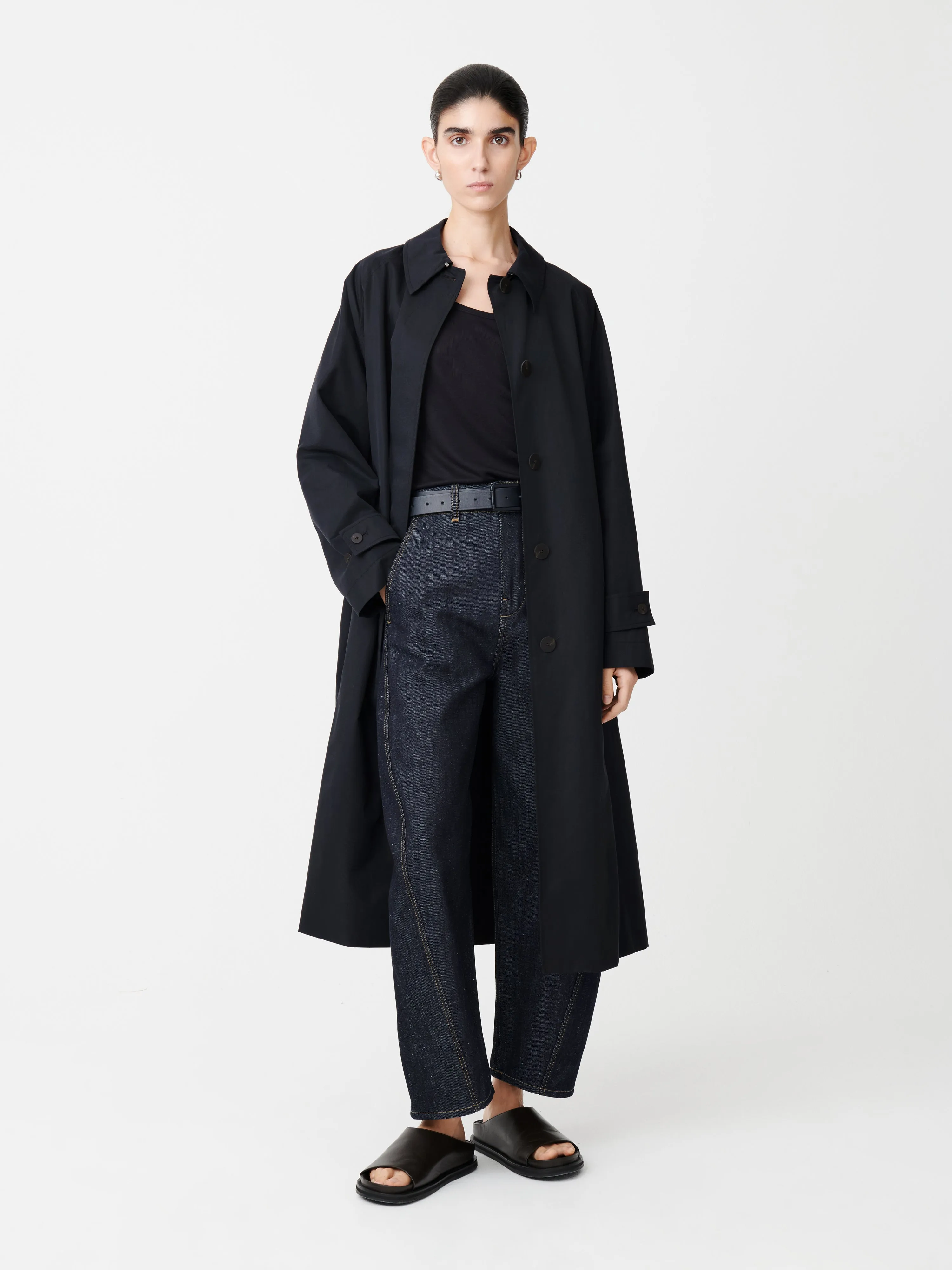 Holin Technical Cotton Coat in Dark Navy sold by Studio Nicholson