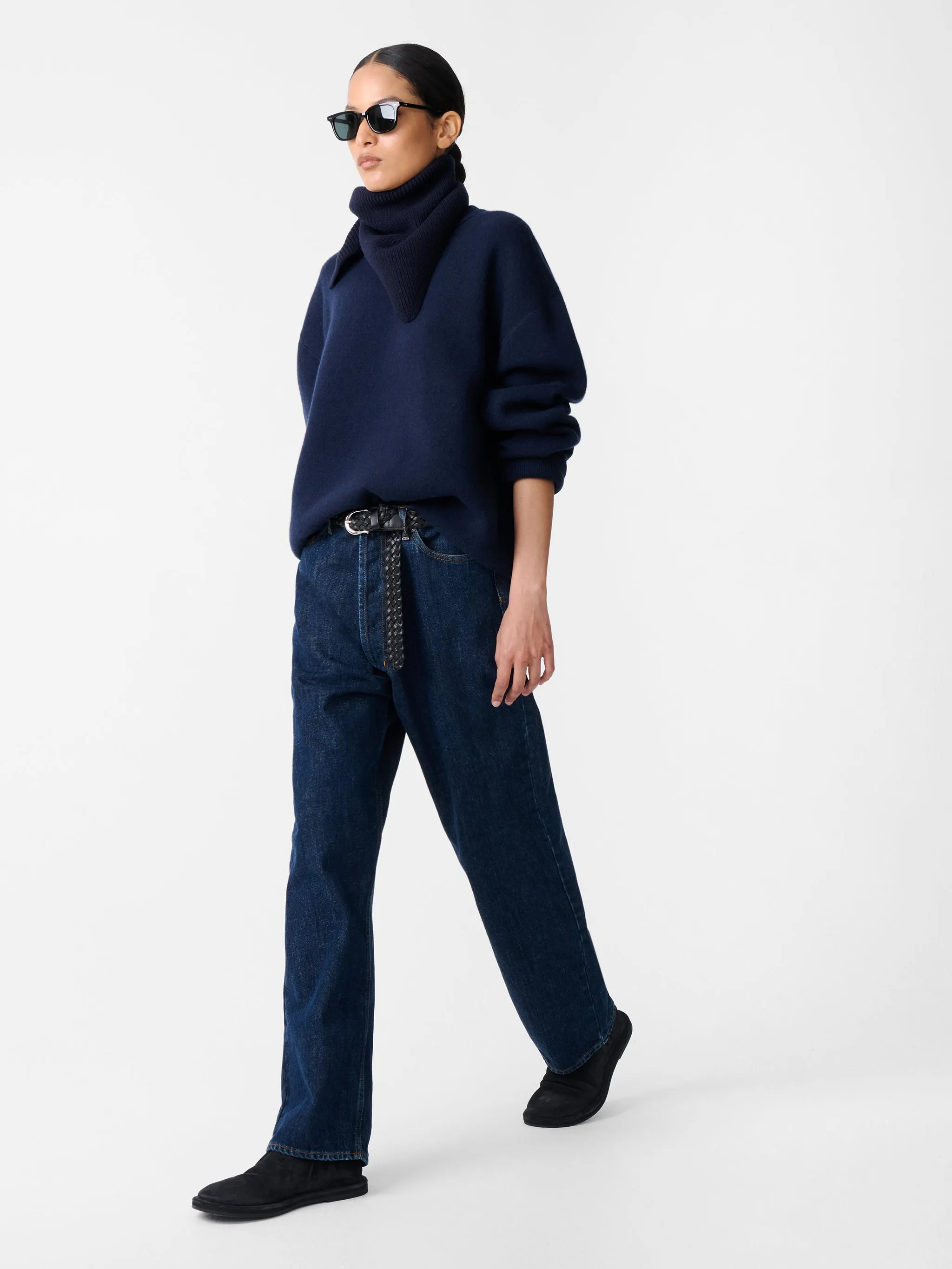 Moray Knit in Dark Navy sold by Studio Nicholson