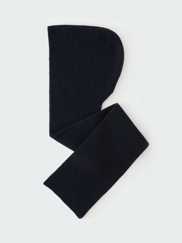 Fife Hooded Scarf in Darkest Navy sold by Studio Nicholson