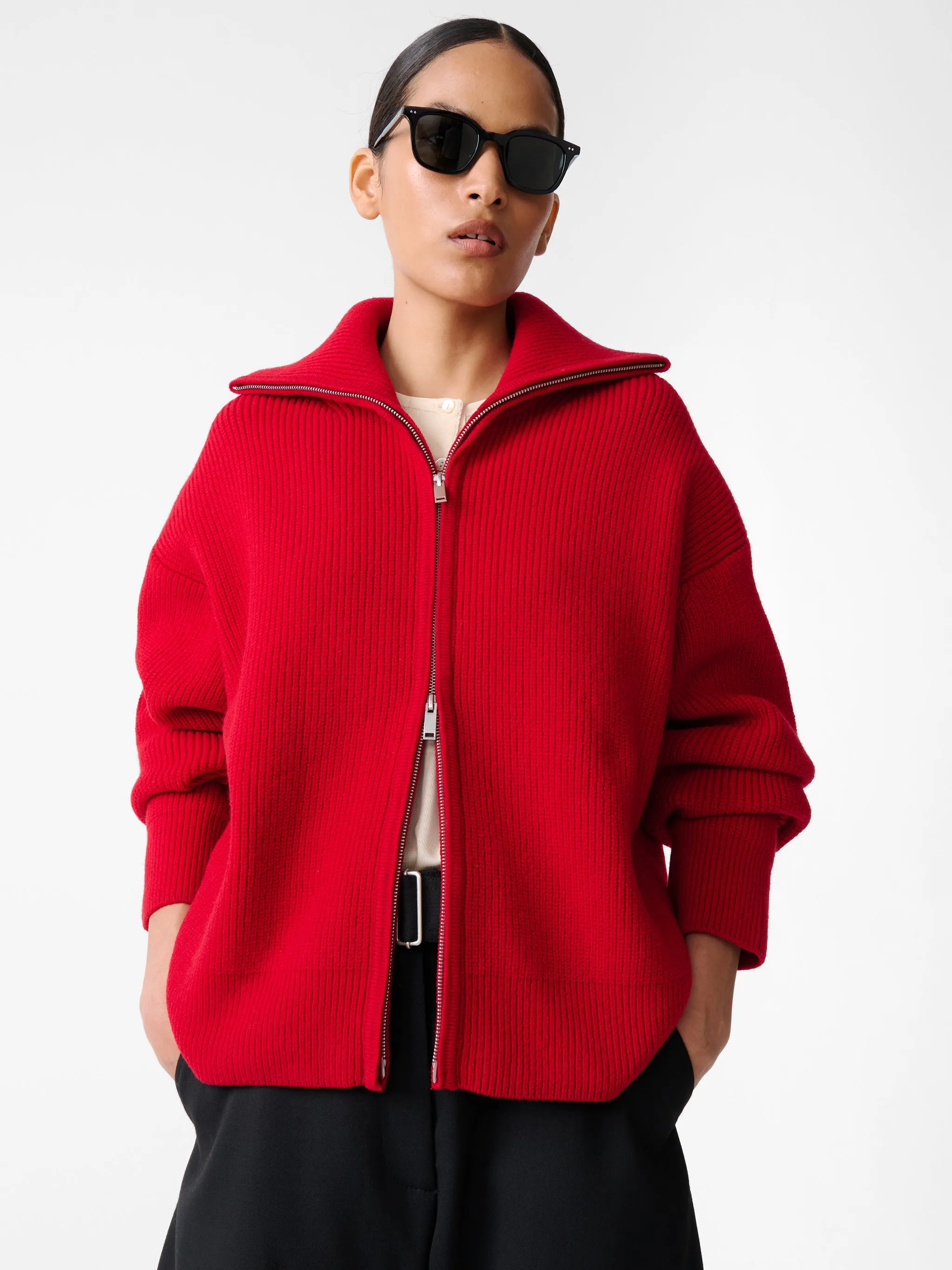 Sandos Knit in Crimson sold by Studio Nicholson