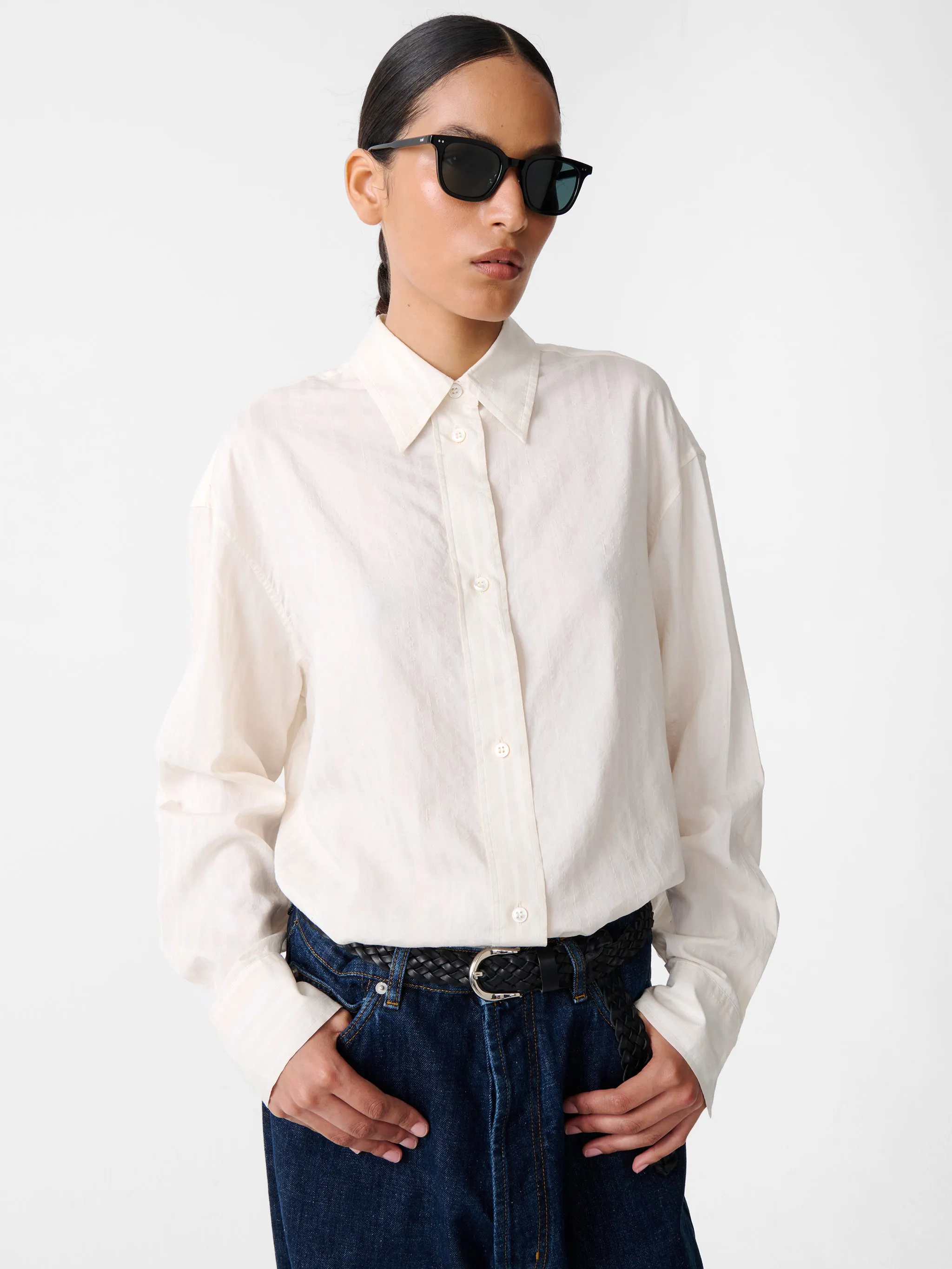 Rouen Shirt in Chalk sold by Studio Nicholson product image thumbnail 2