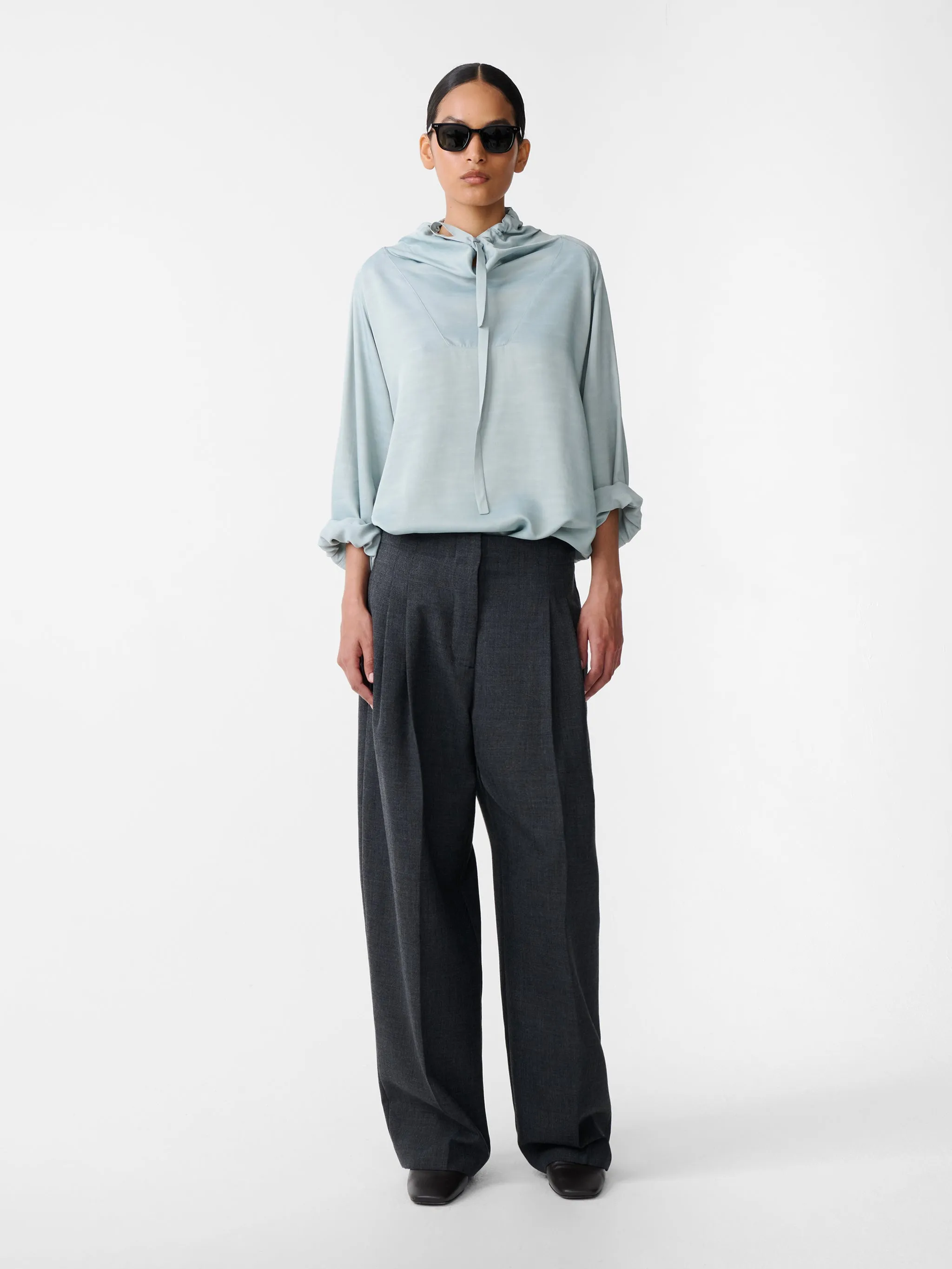 Lira Pant in Slate Melange sold by Studio Nicholson