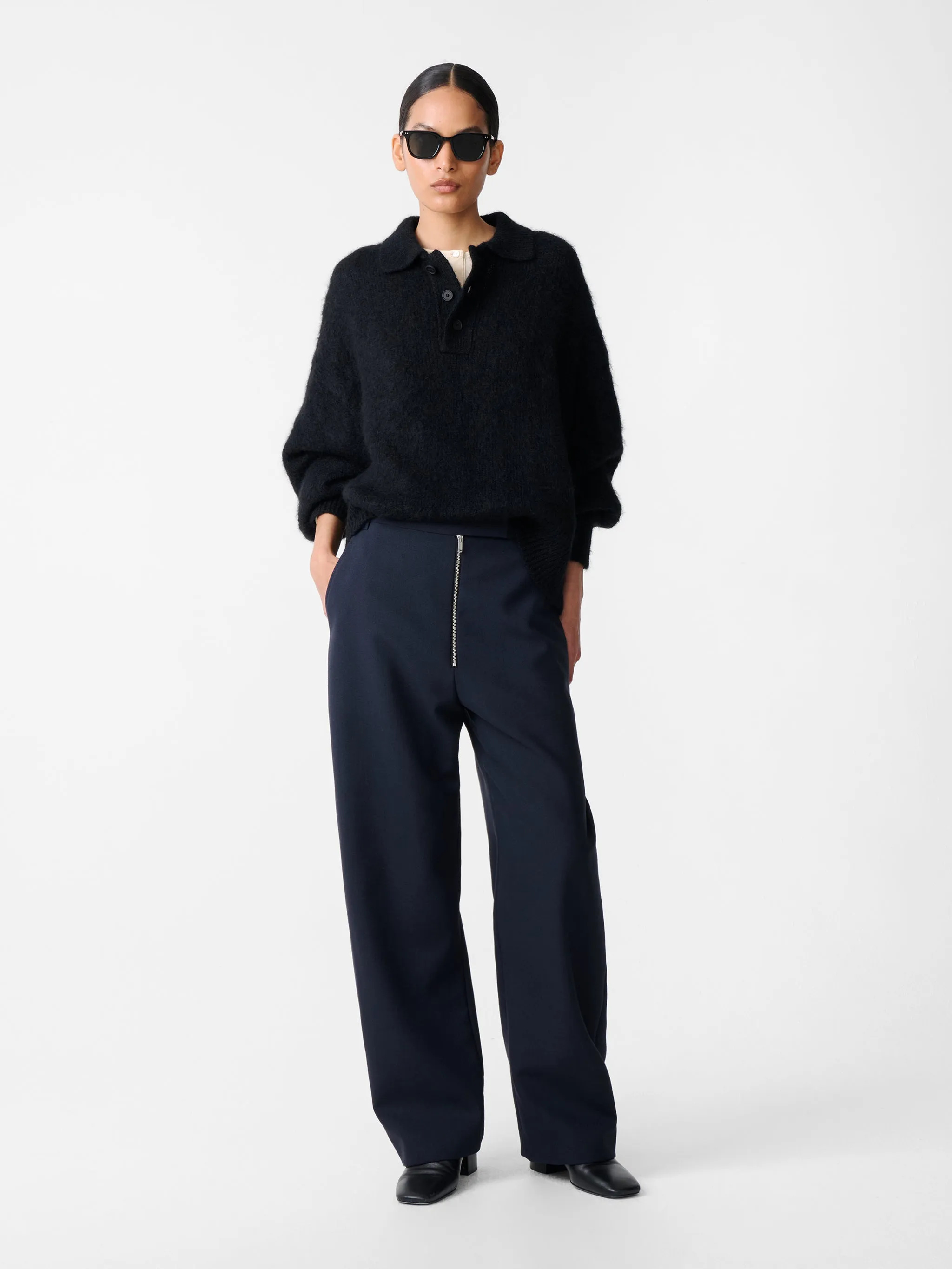 Trouvi Pant in Darkest Navy sold by Studio Nicholson