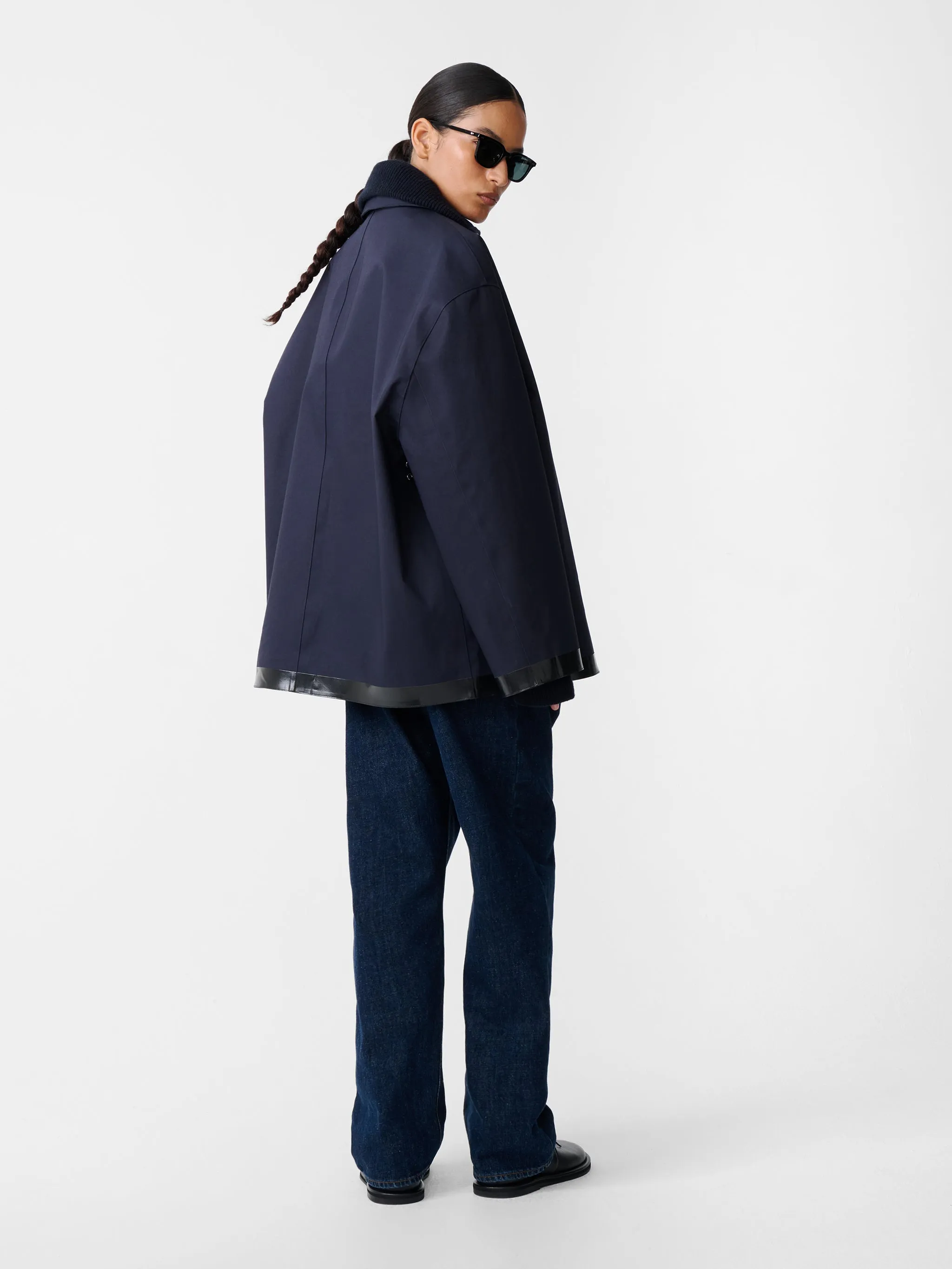 SN x Mackintosh Teviot Short Mac Coat in Navy sold by Studio Nicholson product image thumbnail 5