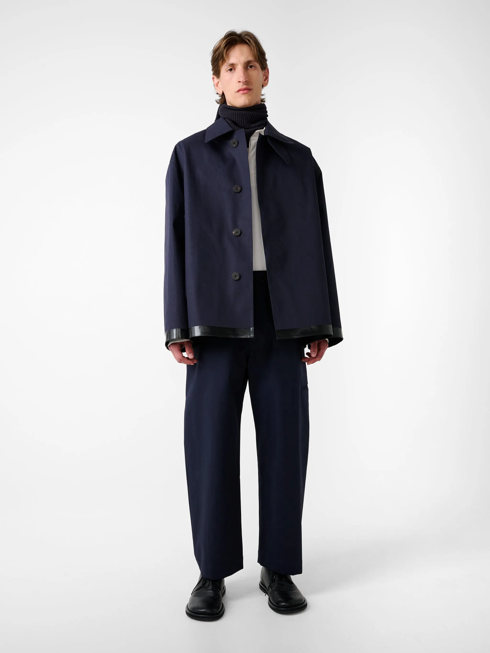 SN x Mackintosh Teviot Short Mac Coat in Navy sold by Studio Nicholson product image thumbnail 2