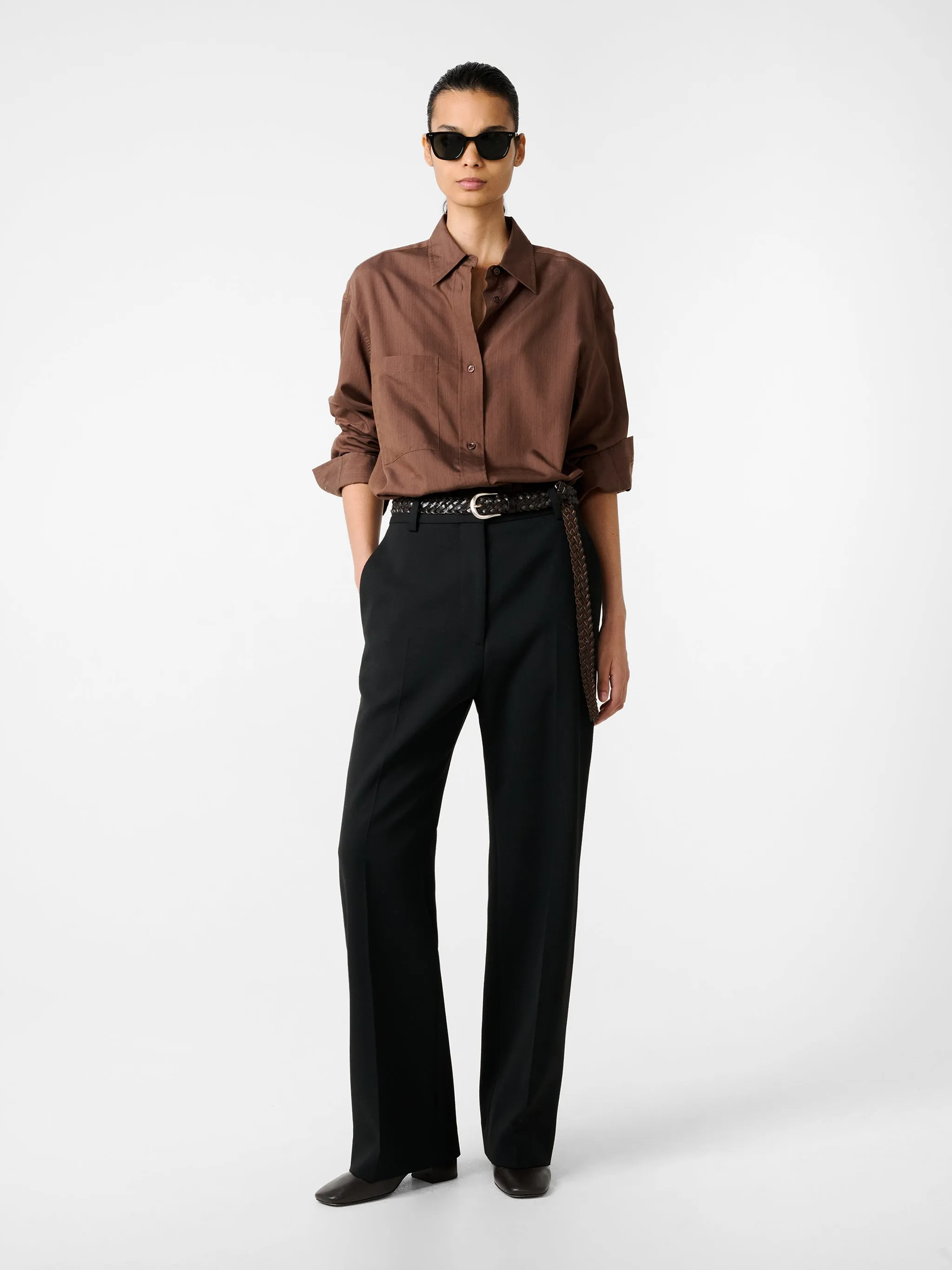 Leto Stripe Shirt in Brown sold by Studio Nicholson product image thumbnail 4