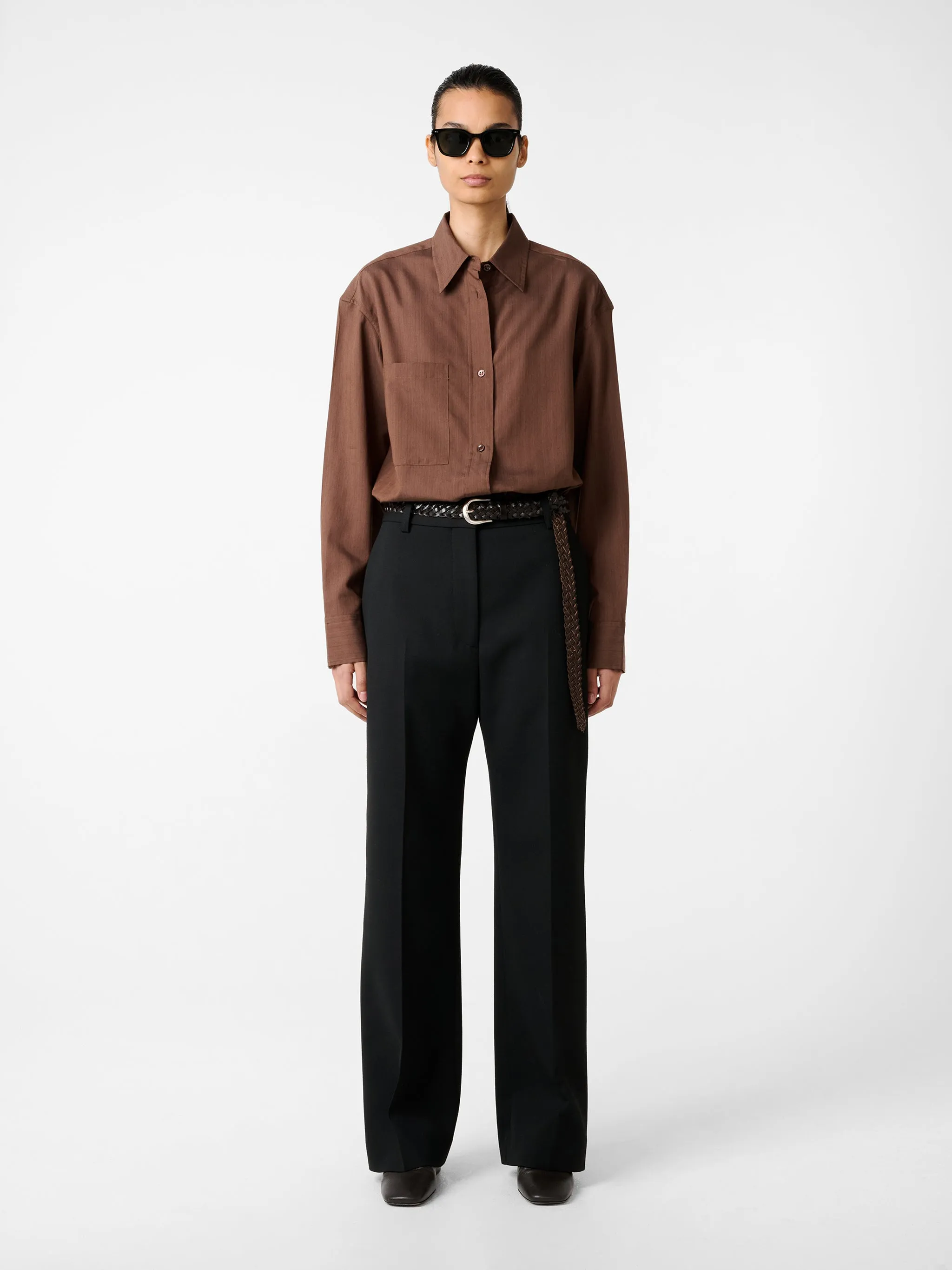Leto Stripe Shirt in Brown sold by Studio Nicholson product image thumbnail 3