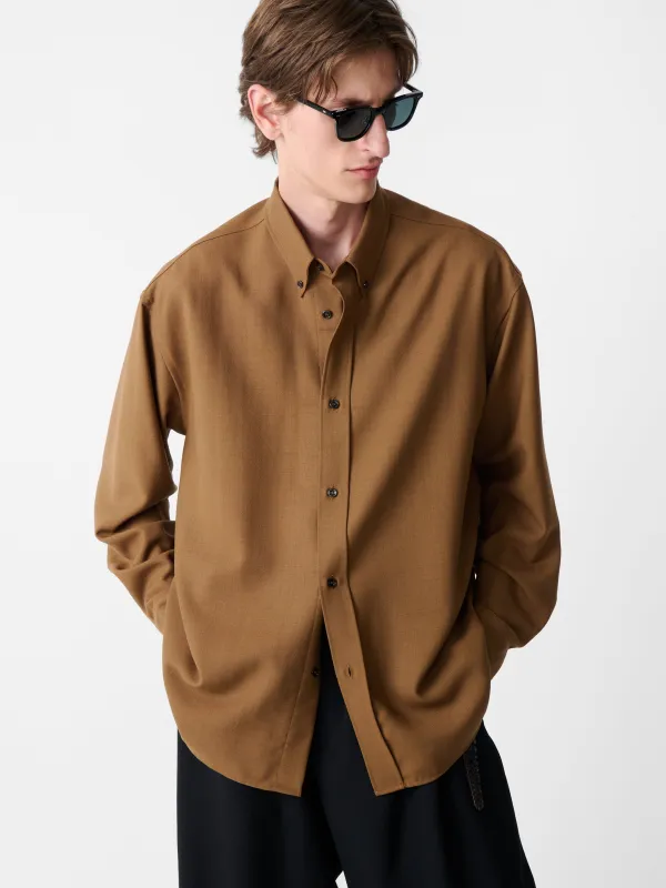 Jude Heritage Wool Shirt in Tobacco sold by Studio Nicholson