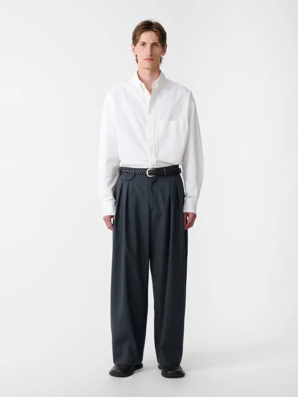 SN X BEAMS Plus Alvy Tropical Wool Pant in Charcoal Marl sold by Studio Nicholson