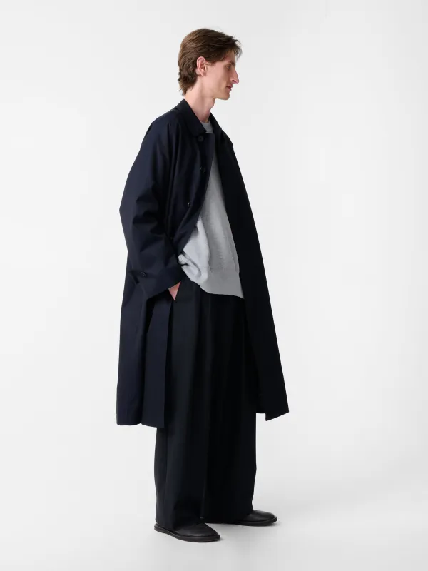SN X BEAMS Plus Peter Coat in Darkest Navy sold by Studio Nicholson