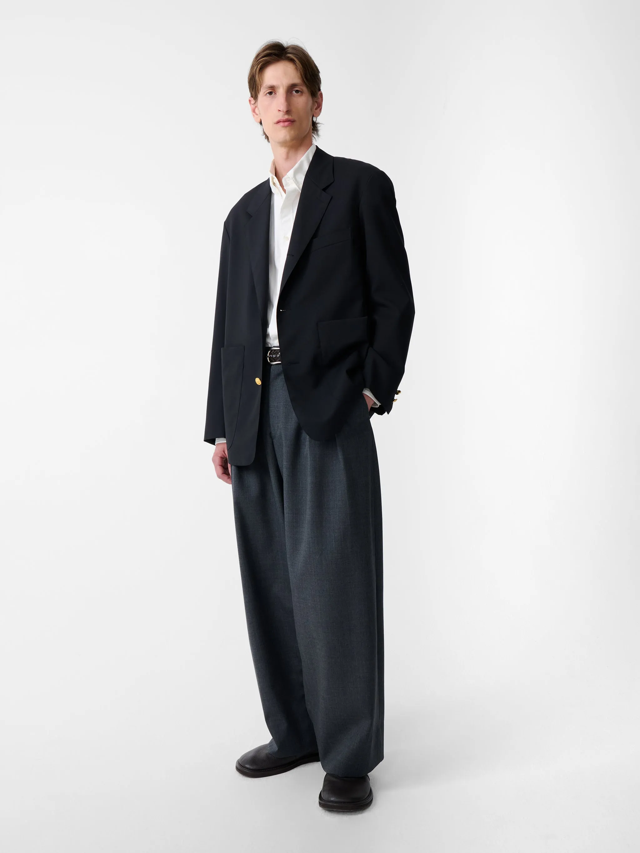 SN X BEAMS Plus Paul Tropical Wool Jacket in Darkest Navy sold by Studio Nicholson