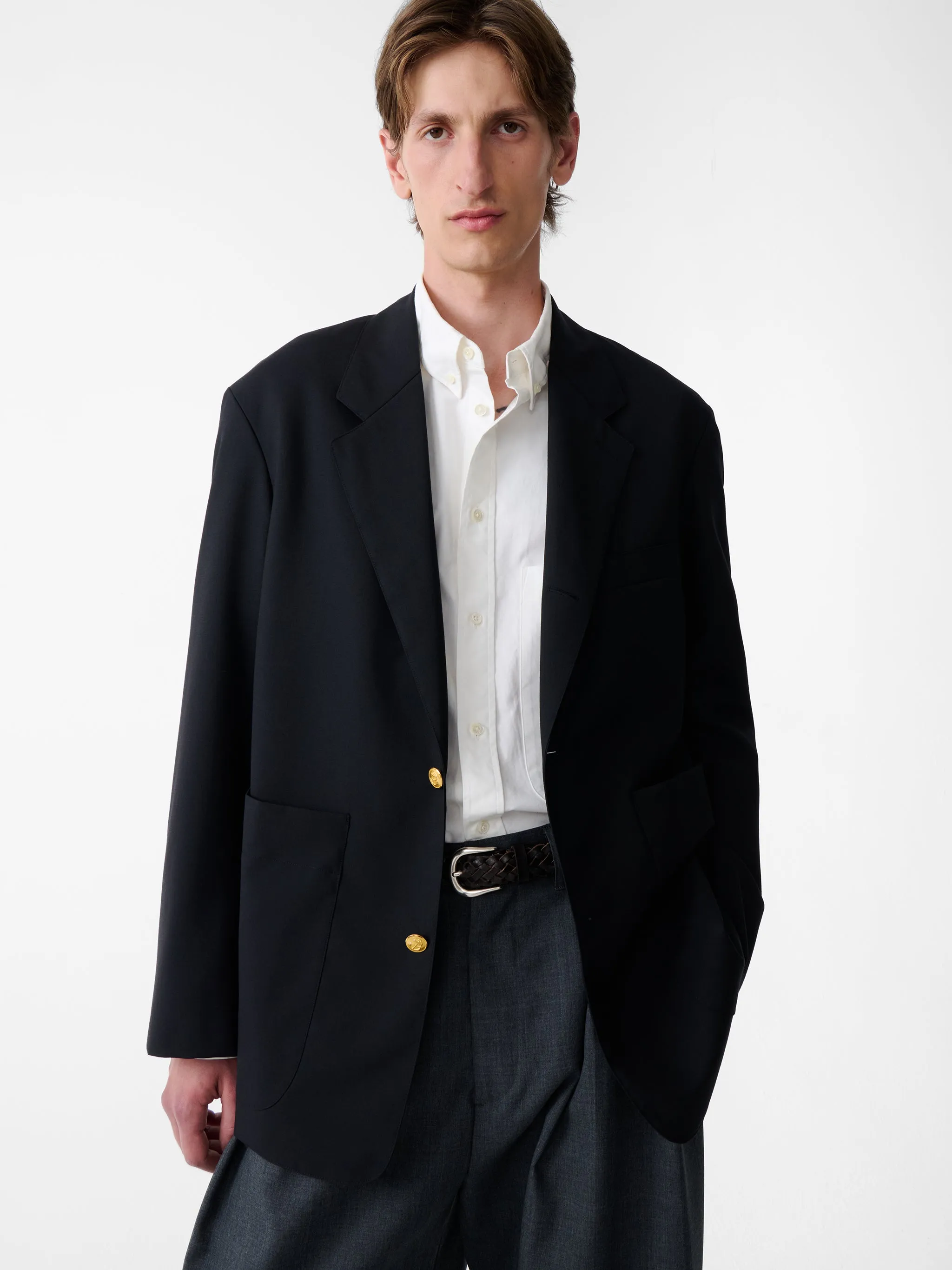 SN X BEAMS Plus Paul Tropical Wool Jacket in Darkest Navy sold by Studio Nicholson product image thumbnail 2