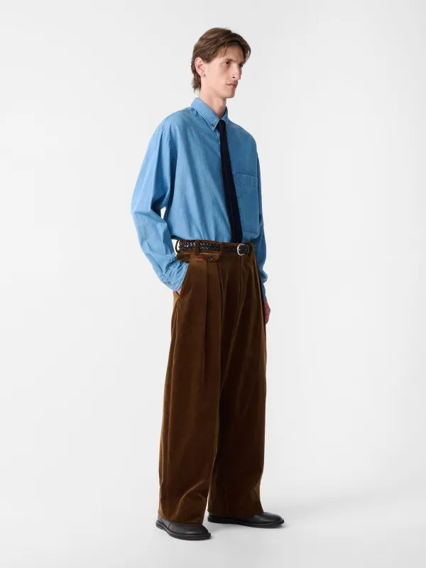 SN X BEAMS Plus Lisa Denim Shirt in Faded Wash sold by Studio Nicholson