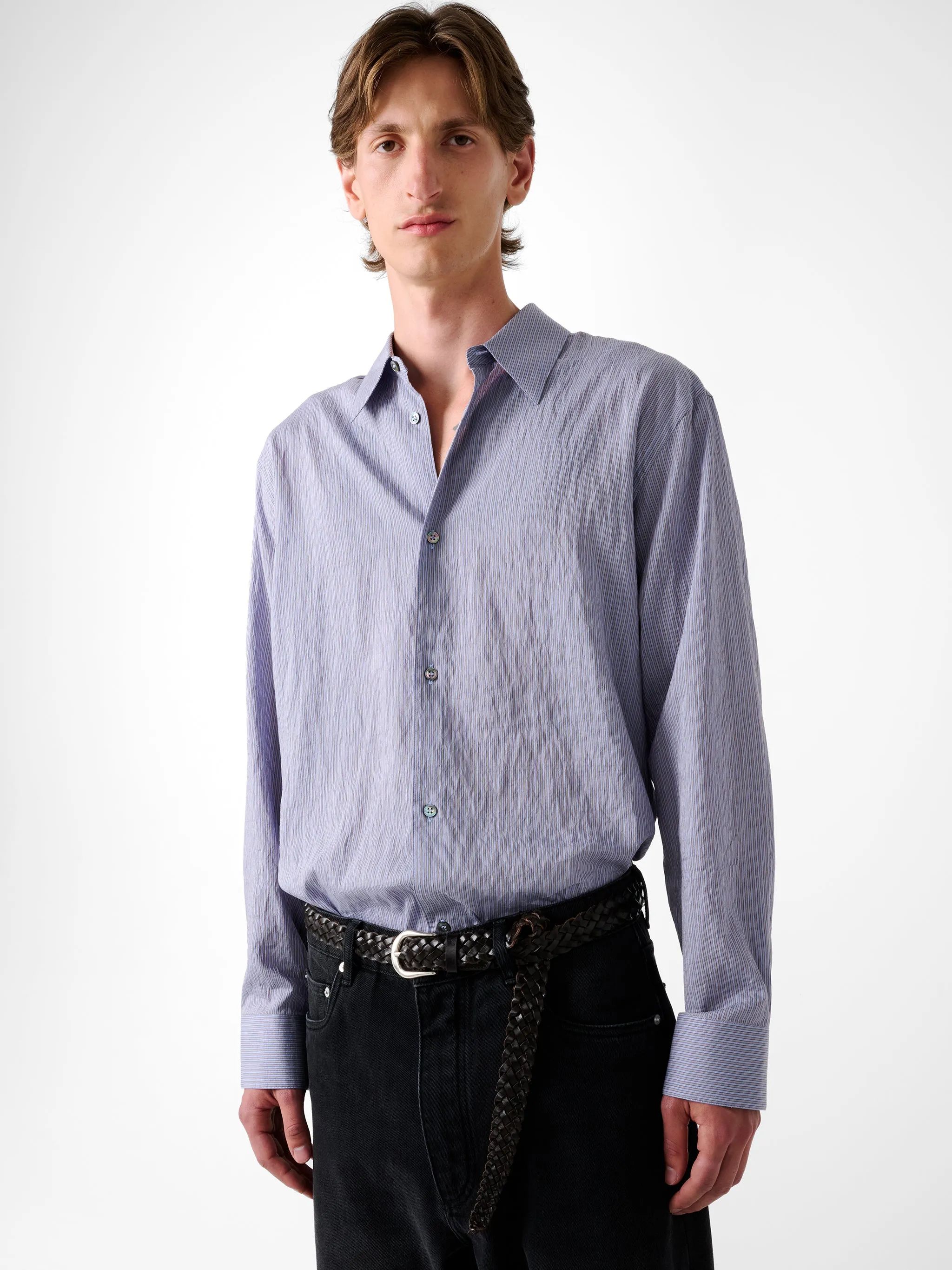 View Shirt in Lilac Stripe sold by Studio Nicholson product image thumbnail 5