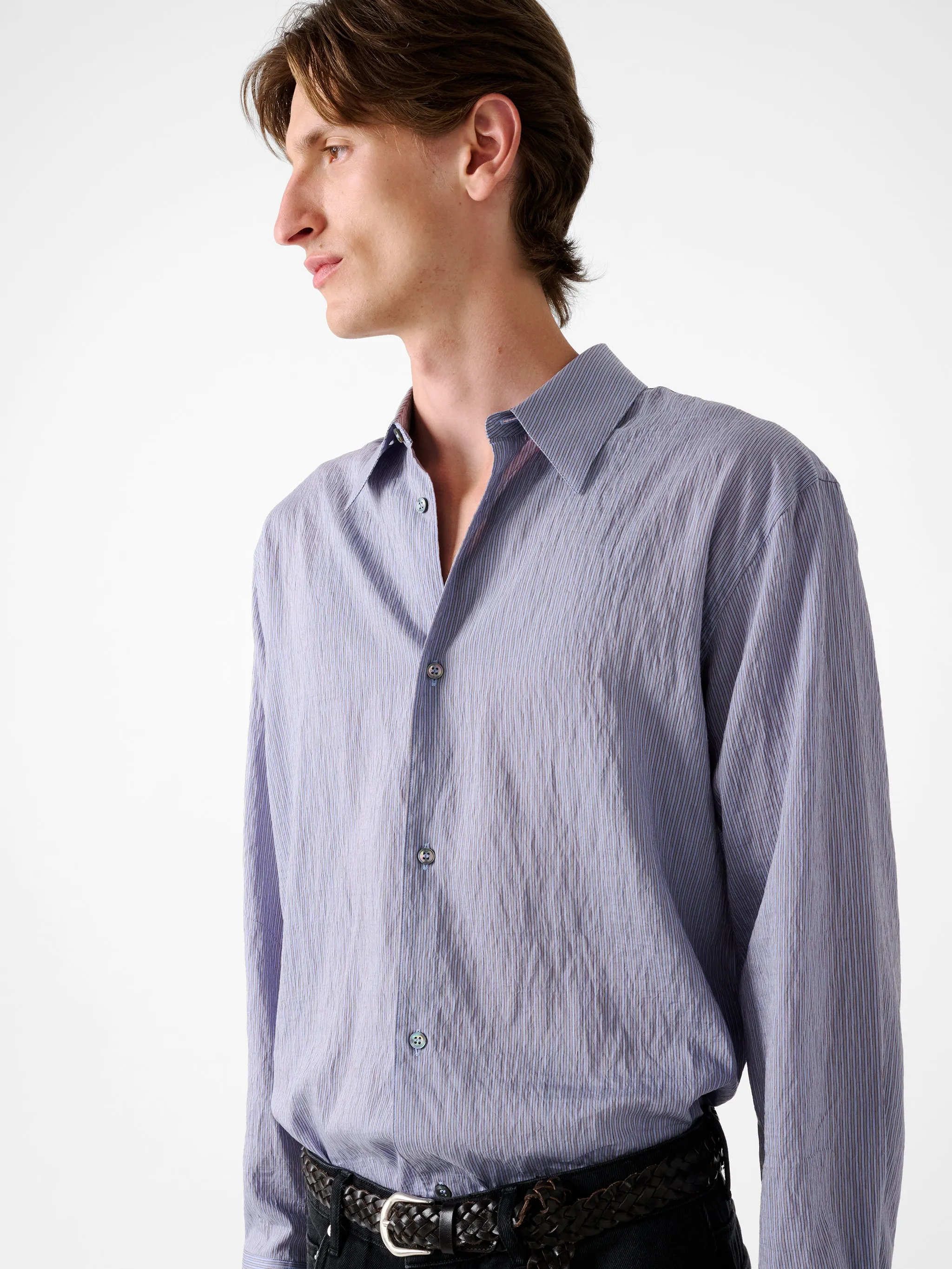 View Shirt in Lilac Stripe sold by Studio Nicholson