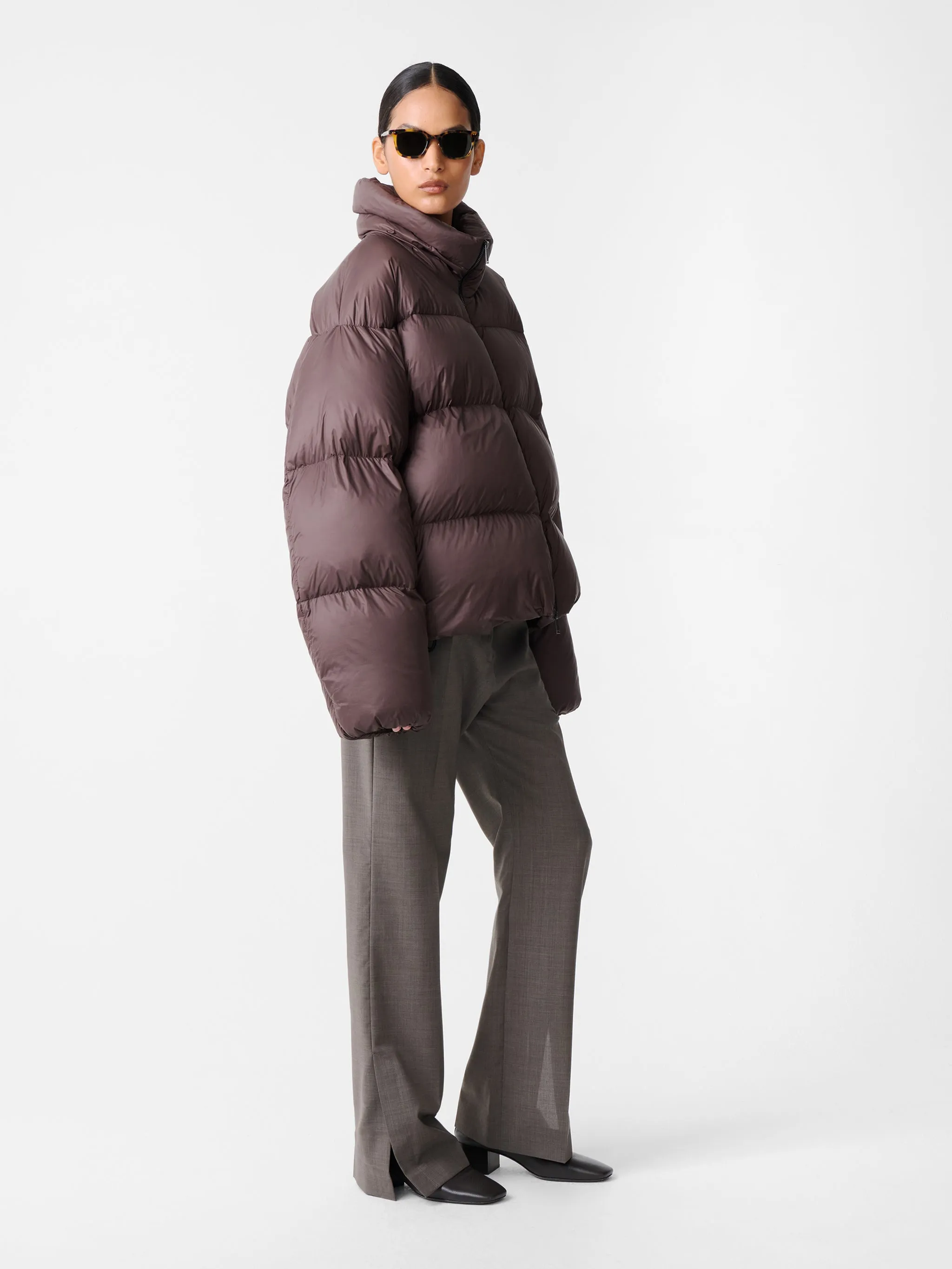 Massey Puffer Jacket in Chocolate Brown sold by Studio Nicholson product image thumbnail 2