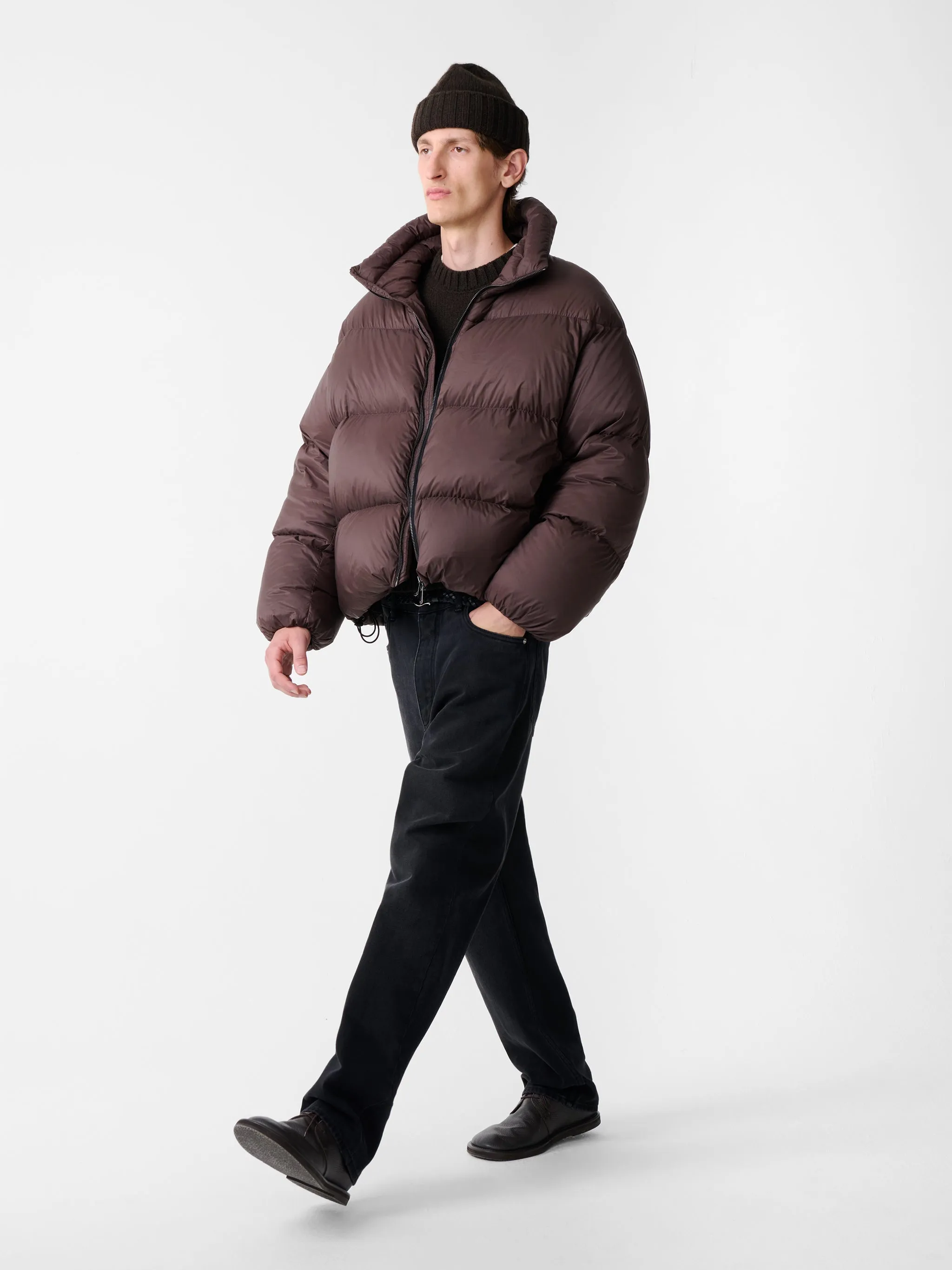 Massey Puffer Jacket in Chocolate Brown sold by Studio Nicholson product image thumbnail 5