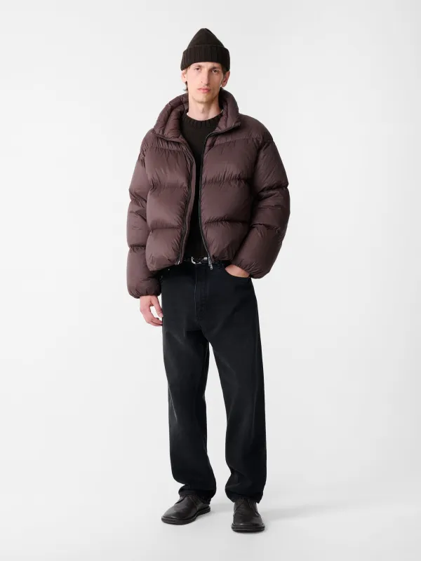Massey Puffer Jacket in Chocolate Brown sold by Studio Nicholson