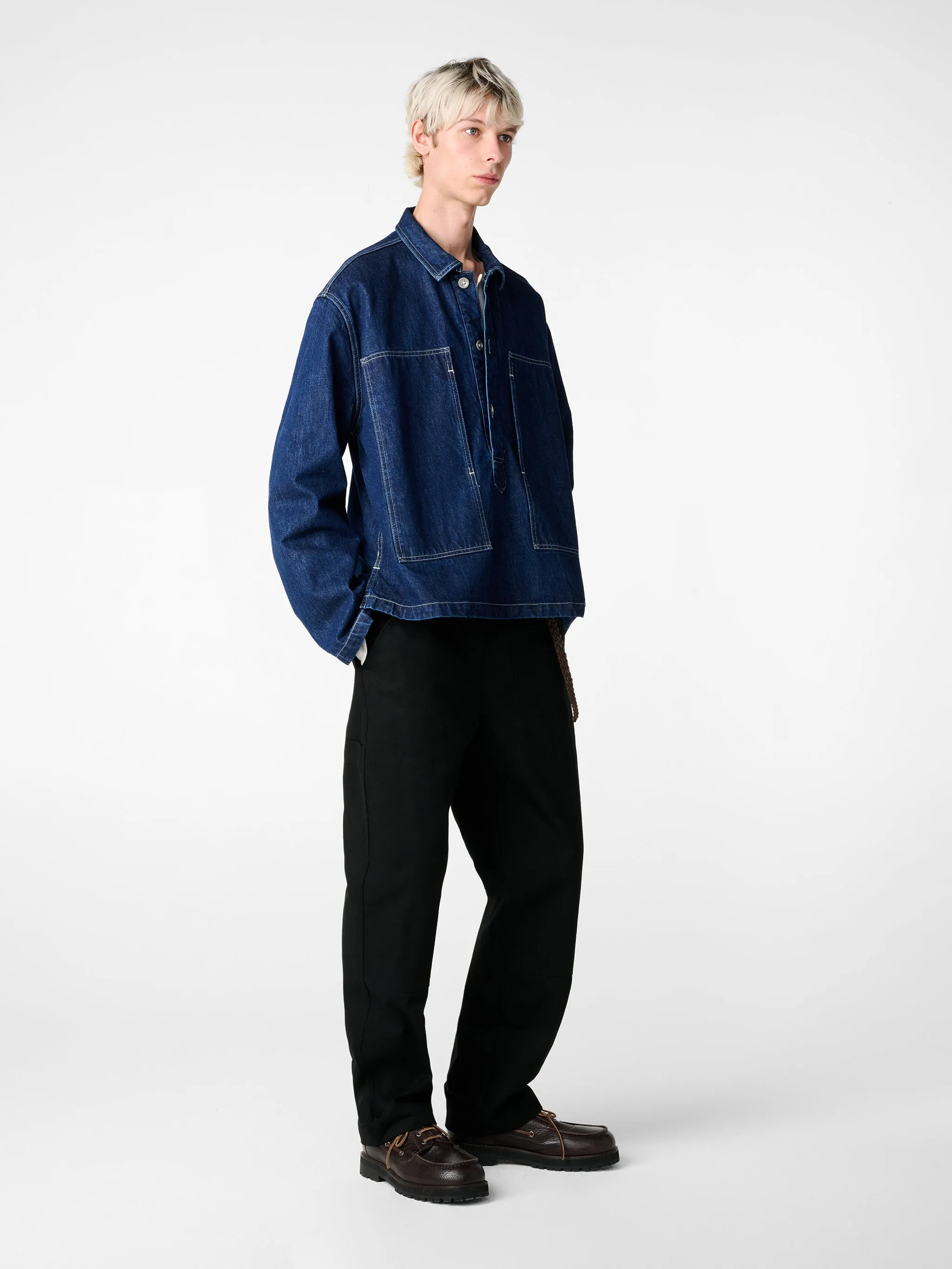 York Popover Denim Shirt in Indigo Wash sold by Studio Nicholson product image thumbnail 3