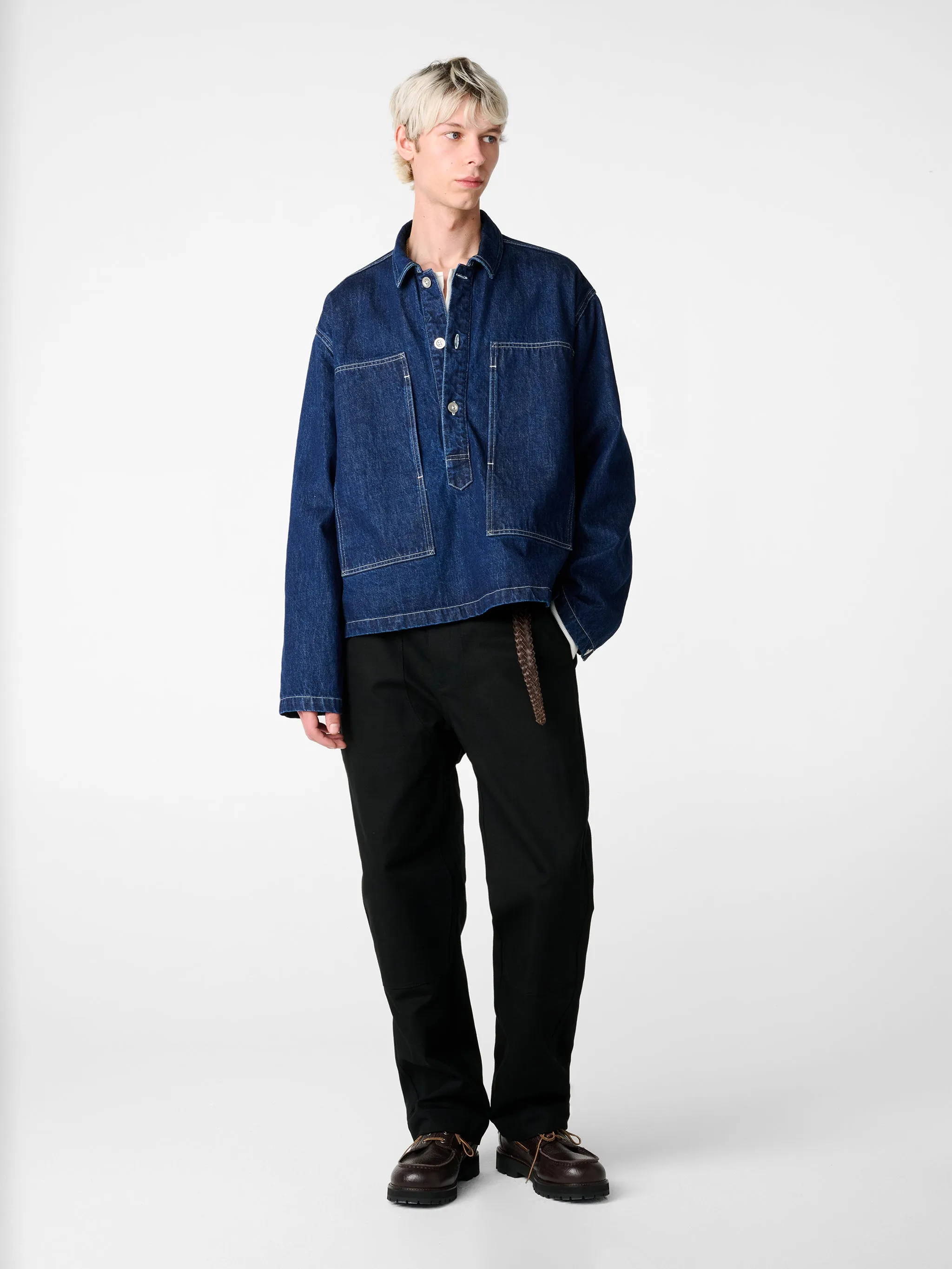 York Popover Denim Shirt in Indigo Wash sold by Studio Nicholson product image thumbnail 2