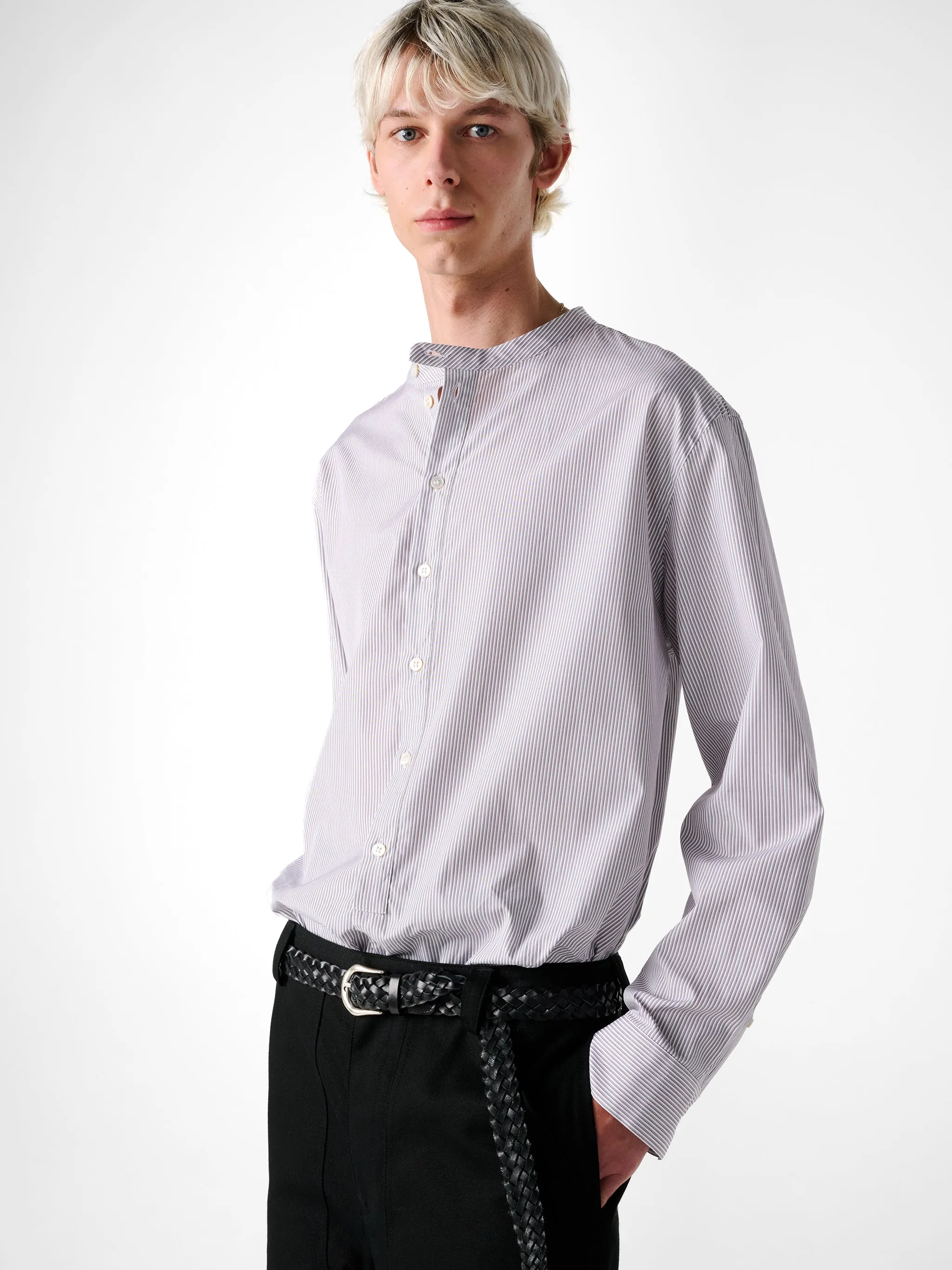 Nick Shirt in Grey / Red Stripe sold by Studio Nicholson product image thumbnail 4