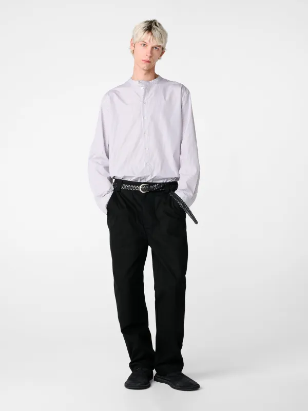 Nick Shirt in Grey / Red Stripe sold by Studio Nicholson