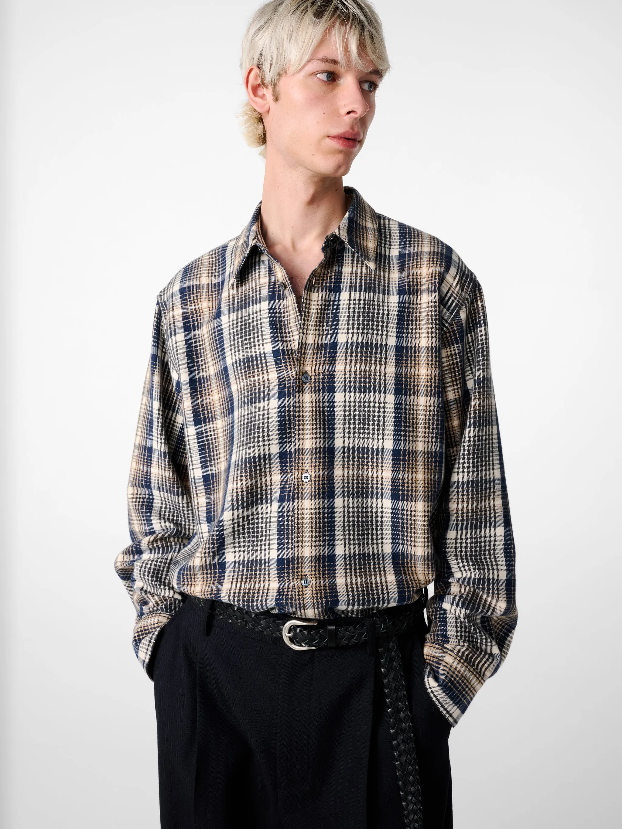 View Check Shirt in Navy / Oatmeal sold by Studio Nicholson product image thumbnail 2