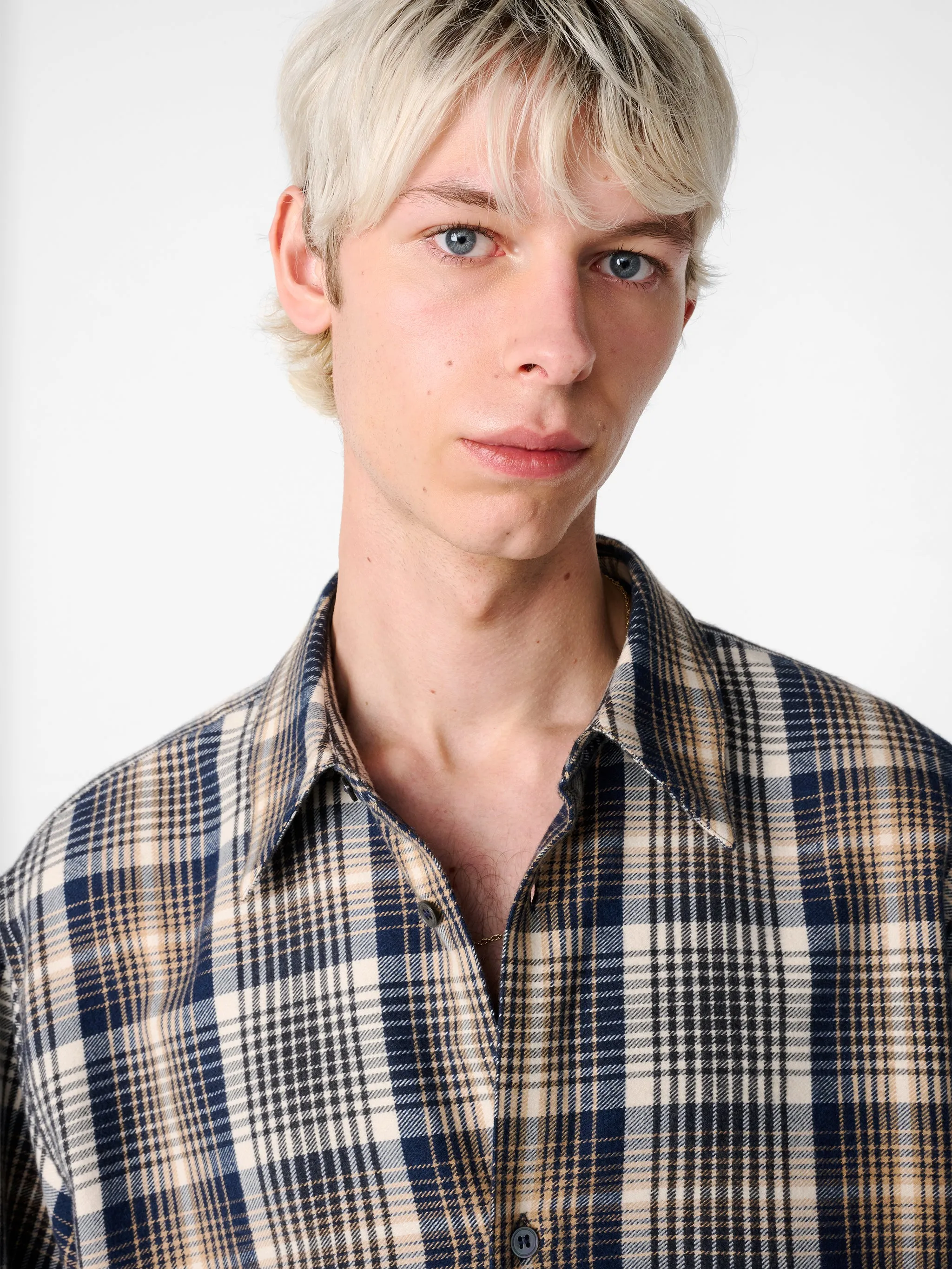 View Check Shirt in Navy / Oatmeal sold by Studio Nicholson product image thumbnail 5