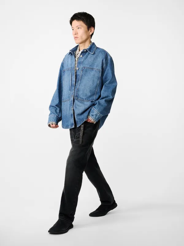 Saxon Denim Shirt in Worn Wash Indigo sold by Studio Nicholson