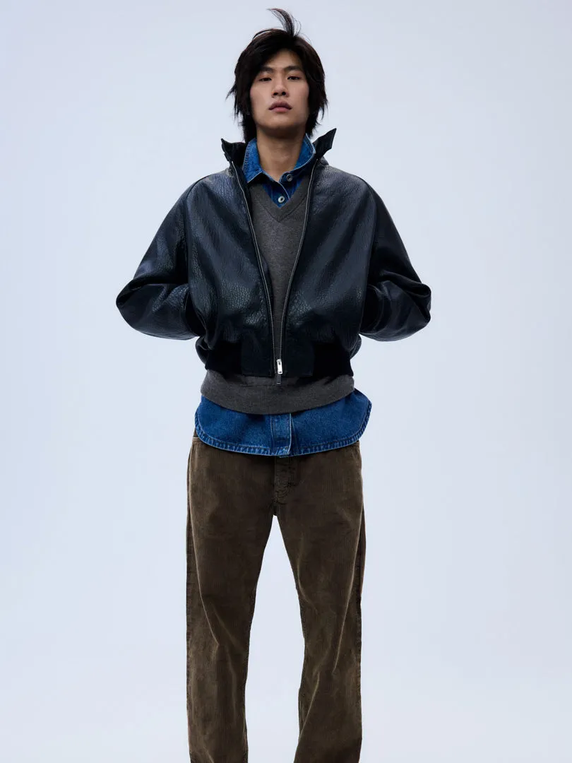 Over Leather Jacket in Black sold by Studio Nicholson product image thumbnail 4