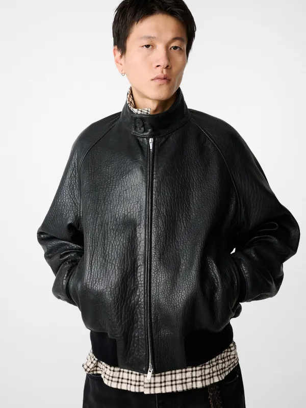 Over Leather Jacket in Black made by Studio Nicholson