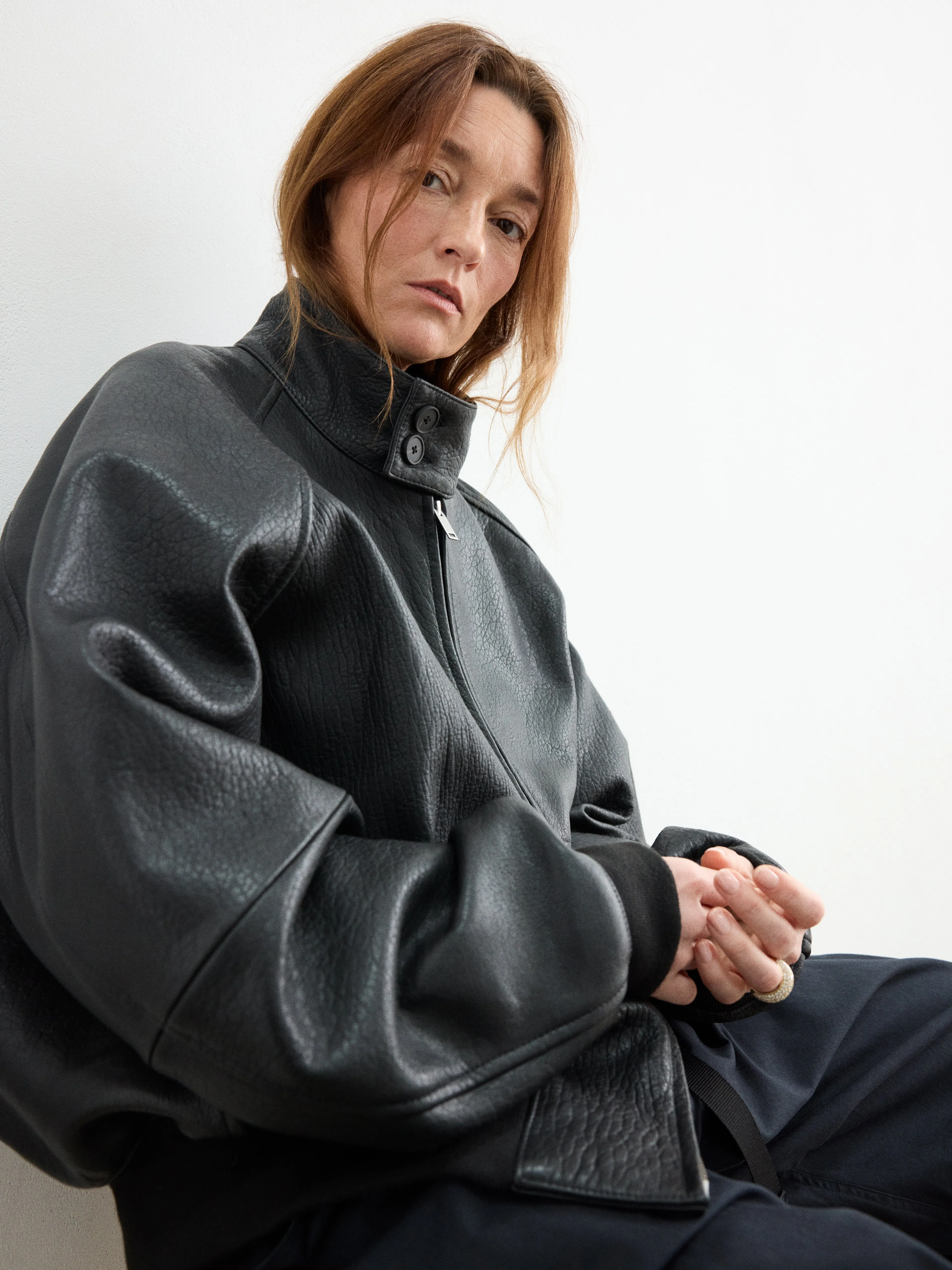 Over Leather Jacket in Black sold by Studio Nicholson product image thumbnail 3