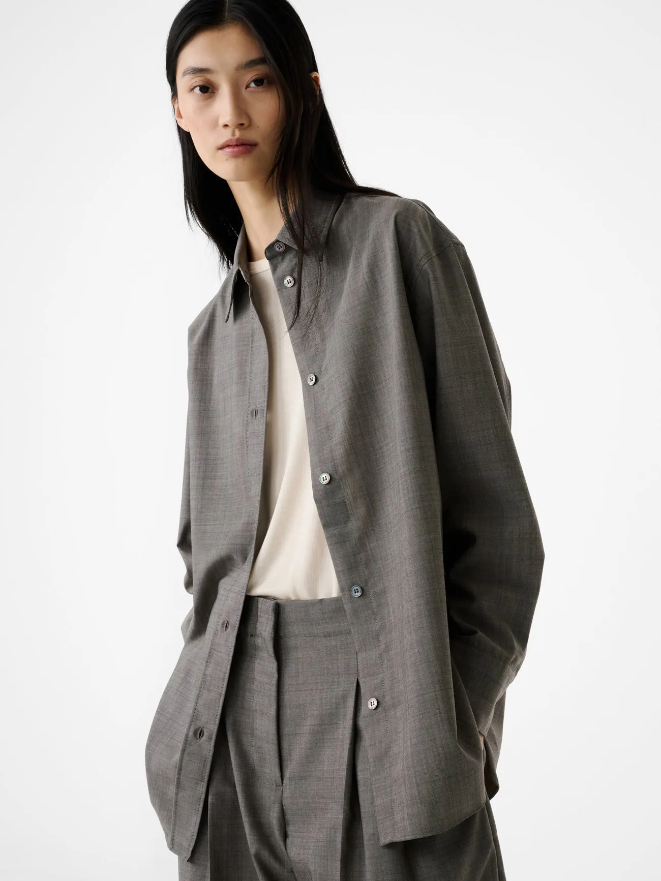 Rouen Shirt in Warm Grey sold by Studio Nicholson product image thumbnail 5