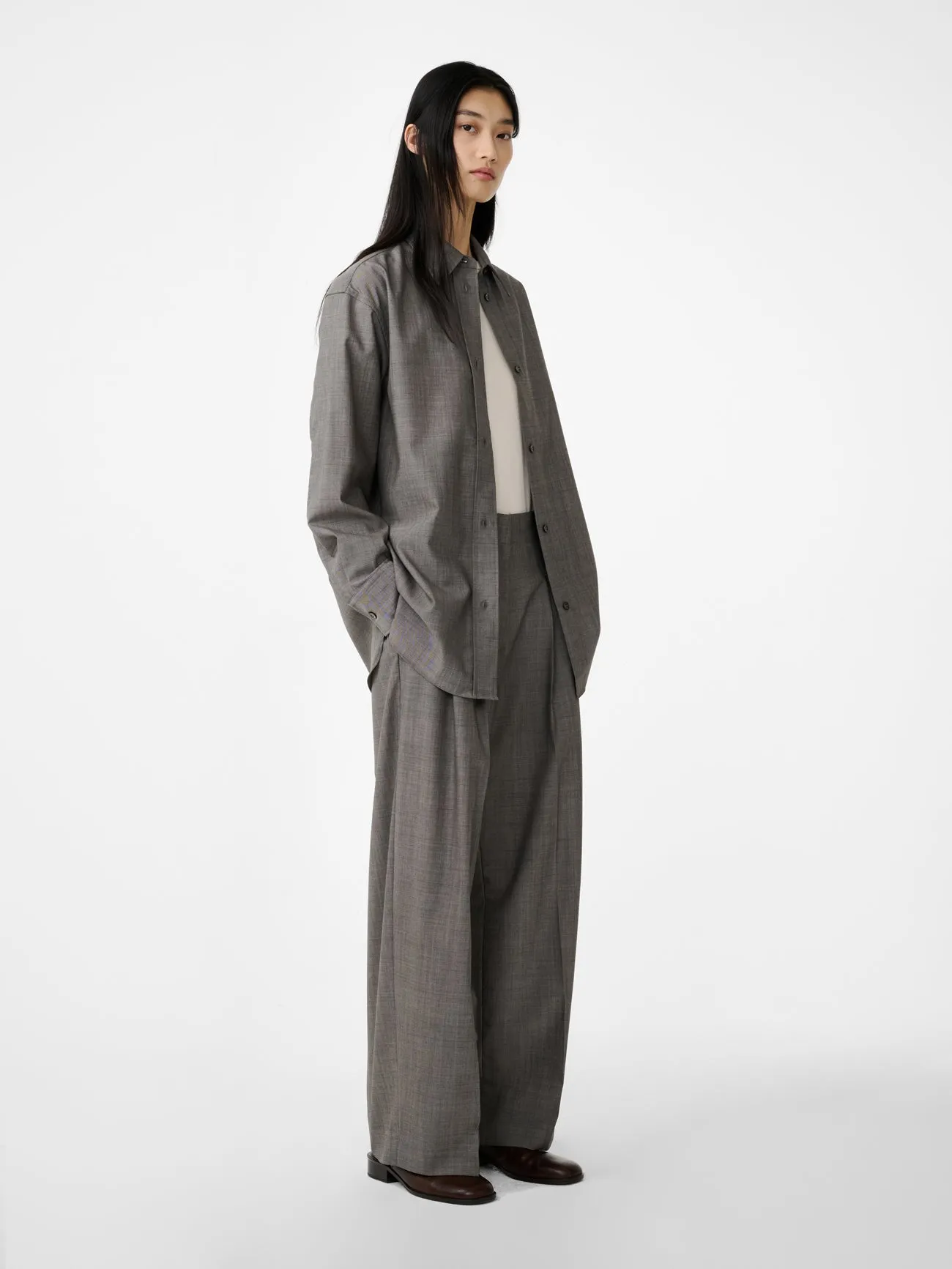 Rouen Shirt in Warm Grey sold by Studio Nicholson product image thumbnail 3