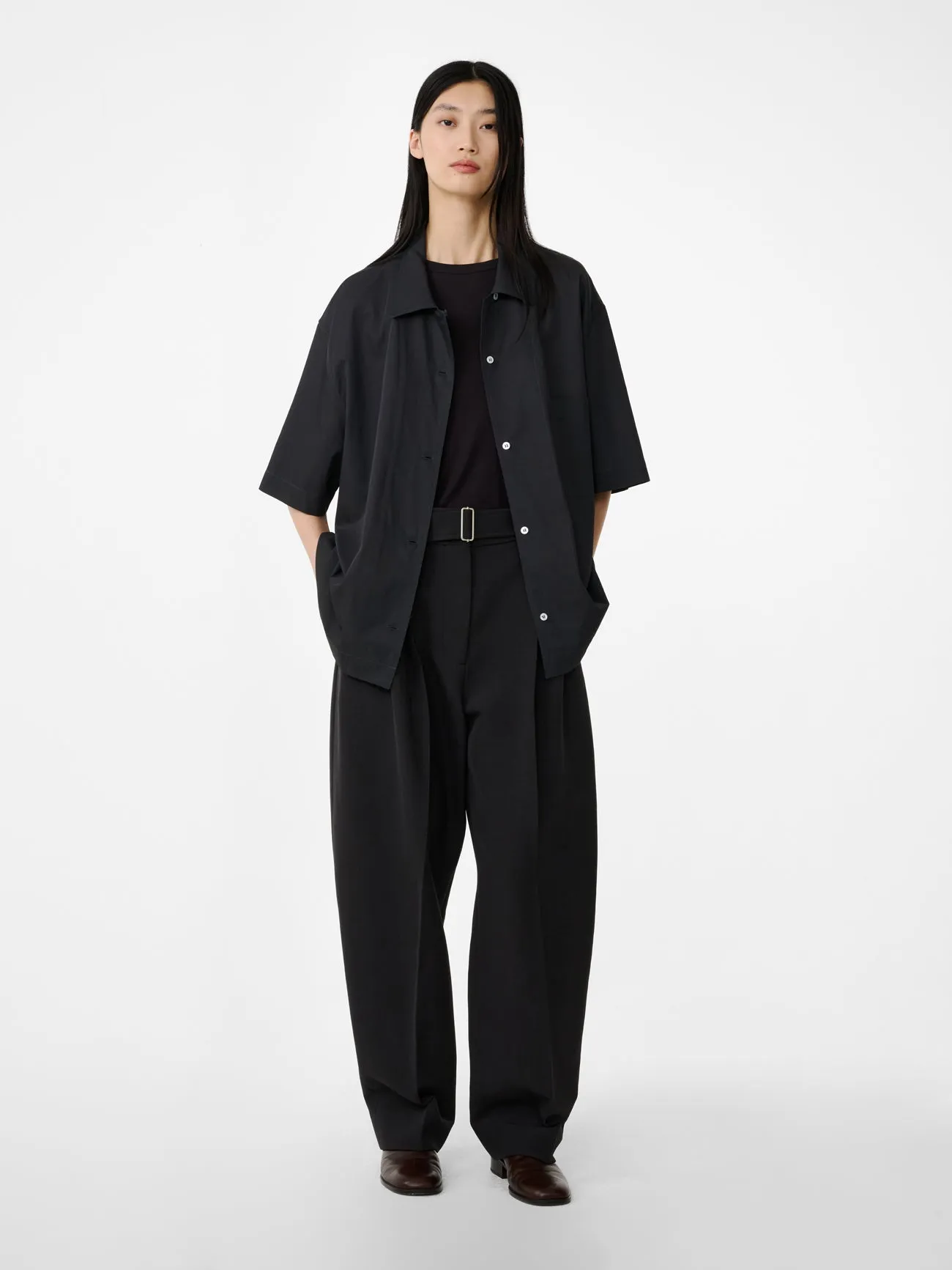 Delos Viscose Shirt in Coal sold by Studio Nicholson