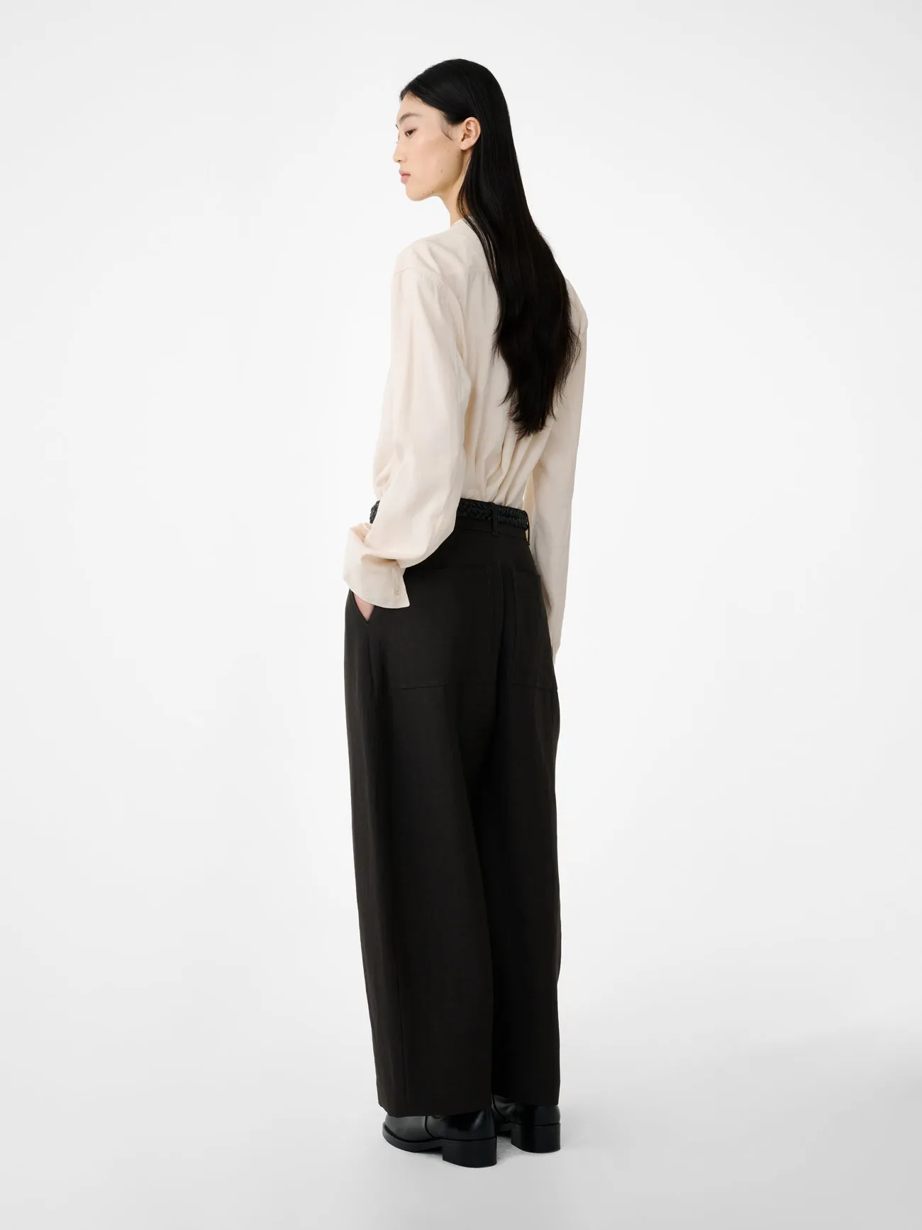 Chalco Linen Pant in Black Grape sold by Studio Nicholson product image thumbnail 3