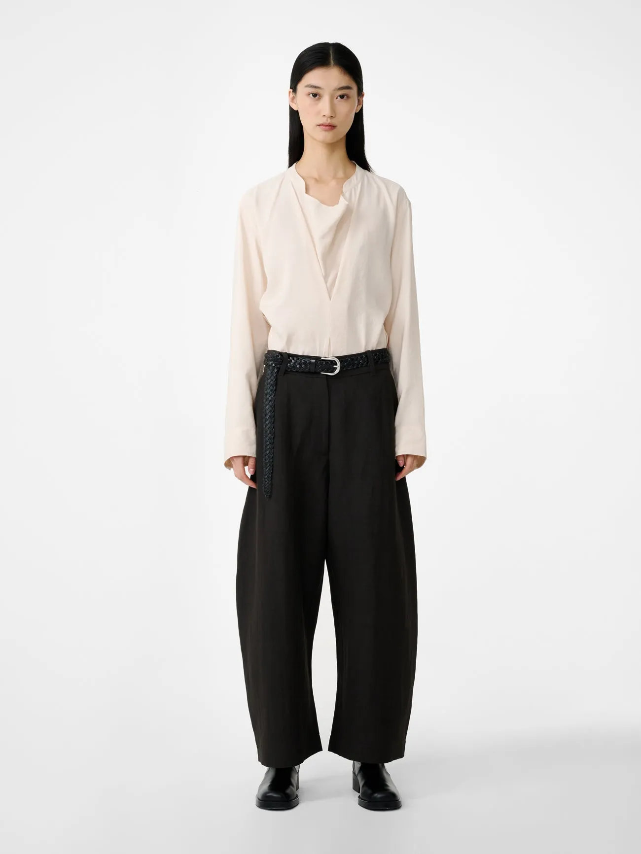 Chalco Linen Pant in Black Grape sold by Studio Nicholson product image thumbnail 2