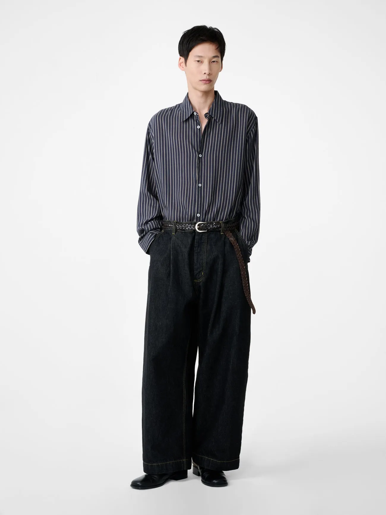 View Shirt in Indigo Stripe sold by Studio Nicholson product image thumbnail 3